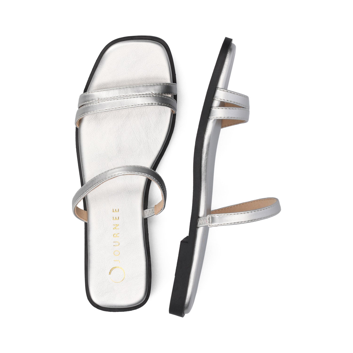 BRISA SLIDE SANDALS IN VEGAN LEATHER - Silver PU