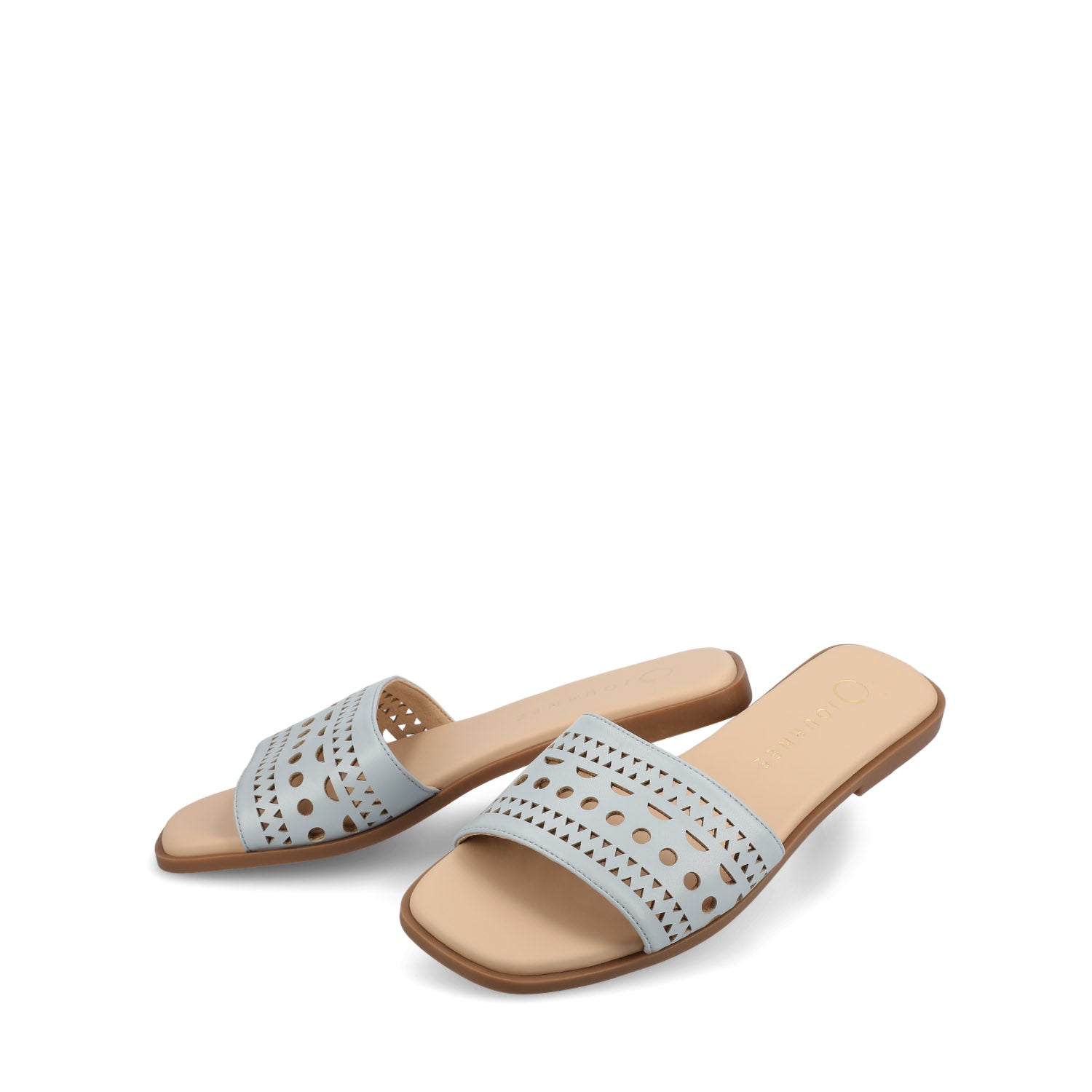 BRODIE SLIDE SANDALS IN VEGAN LEATHER - Blue PU