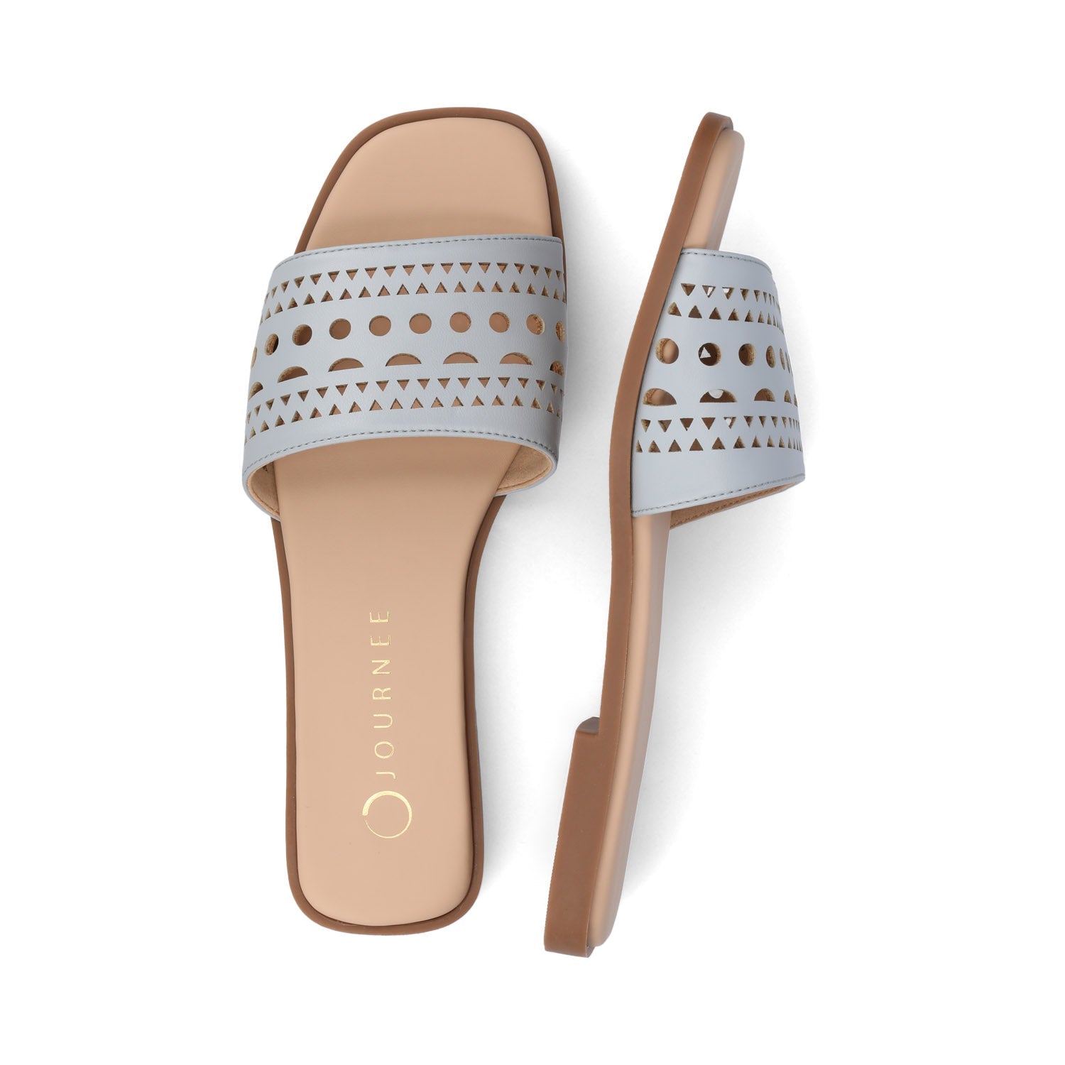 BRODIE SLIDE SANDALS IN VEGAN LEATHER - Blue PU