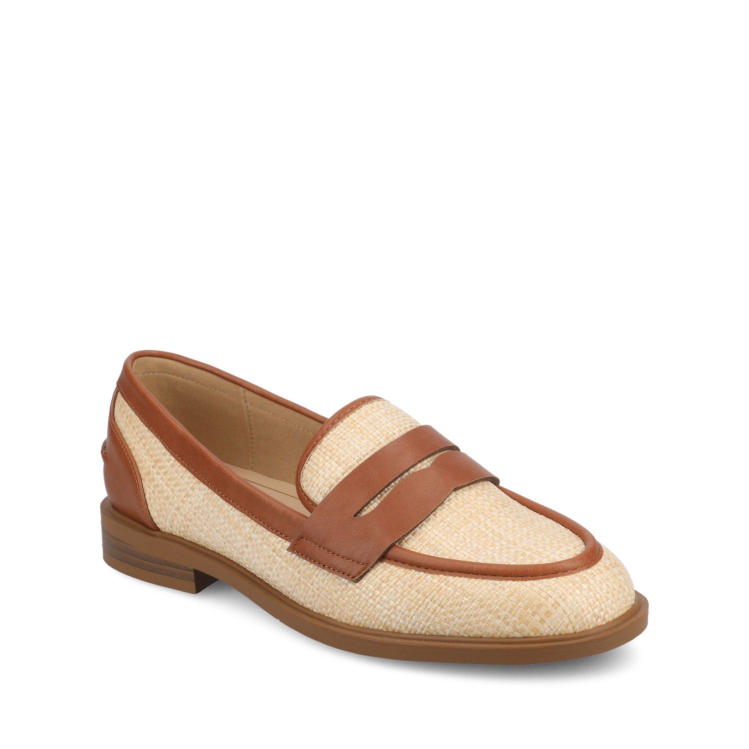BROOKS PENNY LOAFER - Cognac/Natural Raffia