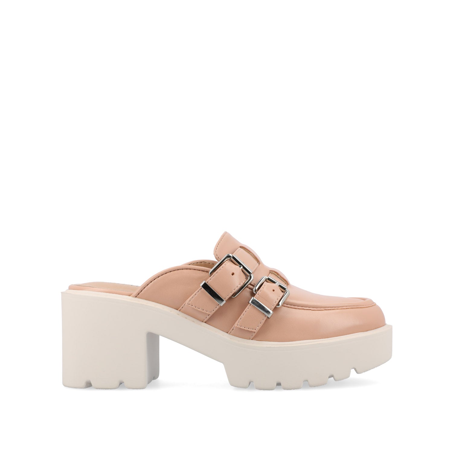 BRYDIE BLOCK HEEL LOAFERS IN VEGAN LEATHER - Blush