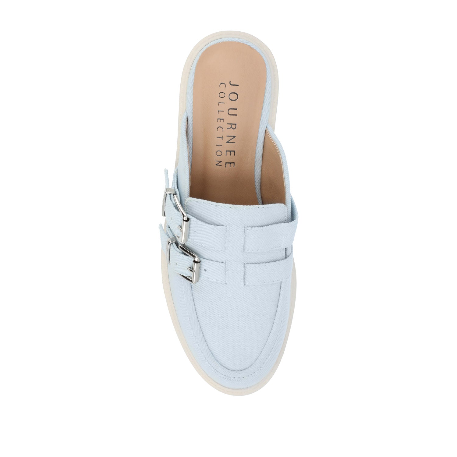 BRYDIE BLOCK HEEL LOAFERS IN VEGAN LEATHER - Light Denim