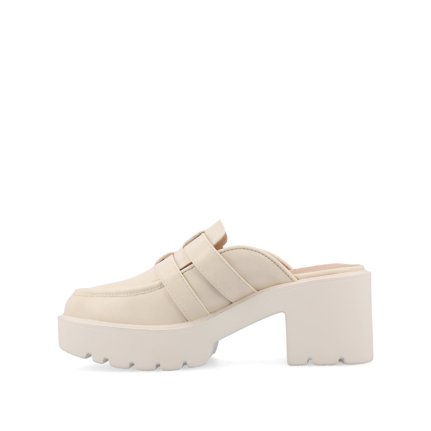 BRYDIE BLOCK HEEL LOAFERS IN VEGAN LEATHER - Off White