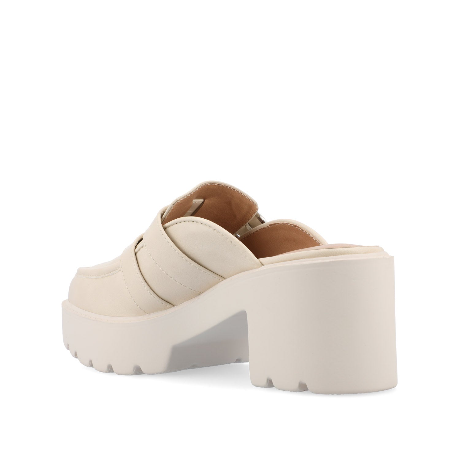BRYDIE BLOCK HEEL LOAFERS IN VEGAN LEATHER - Off White