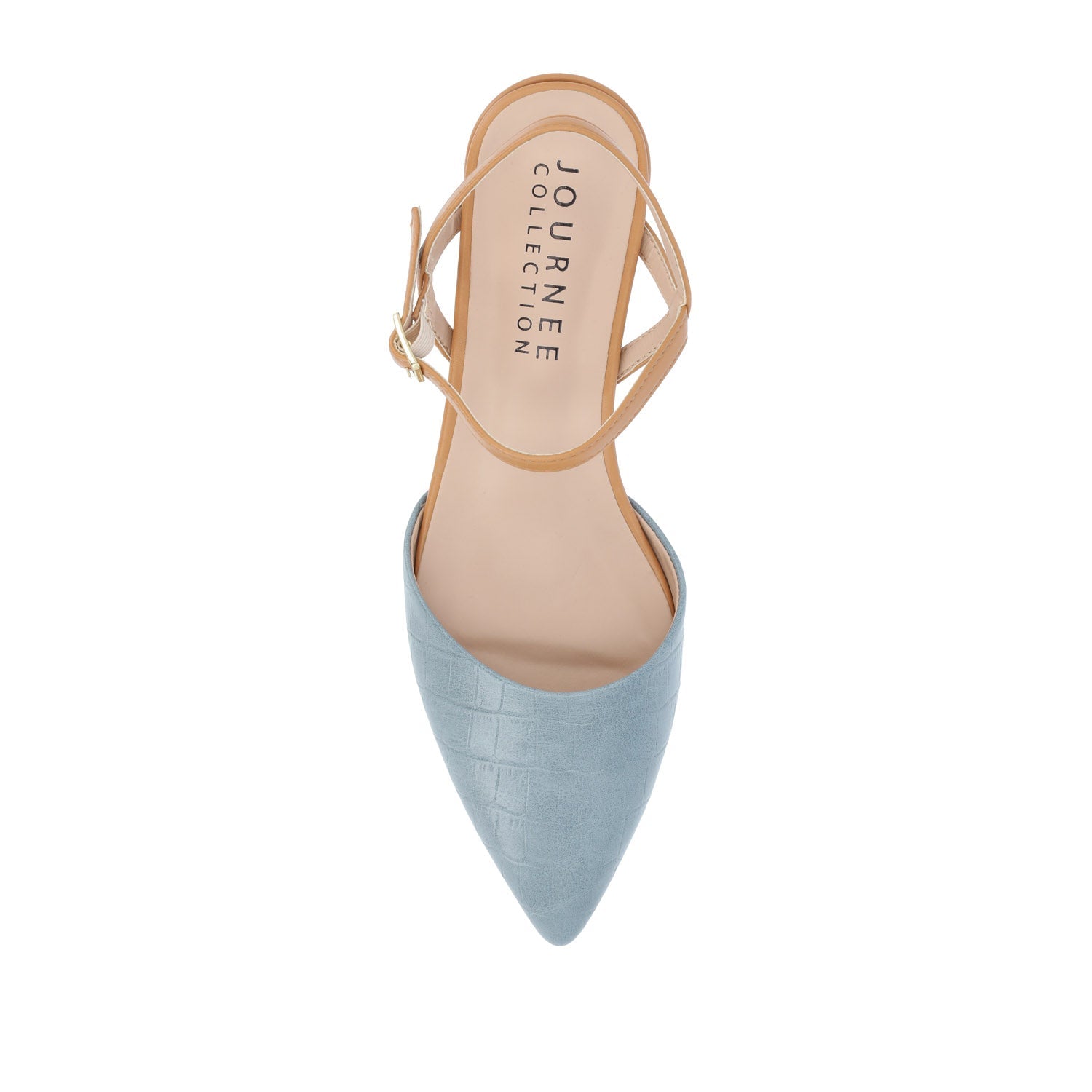 BRYNN LOW BLOCK HEELED FLATS IN VEGAN LEATHER - Blue