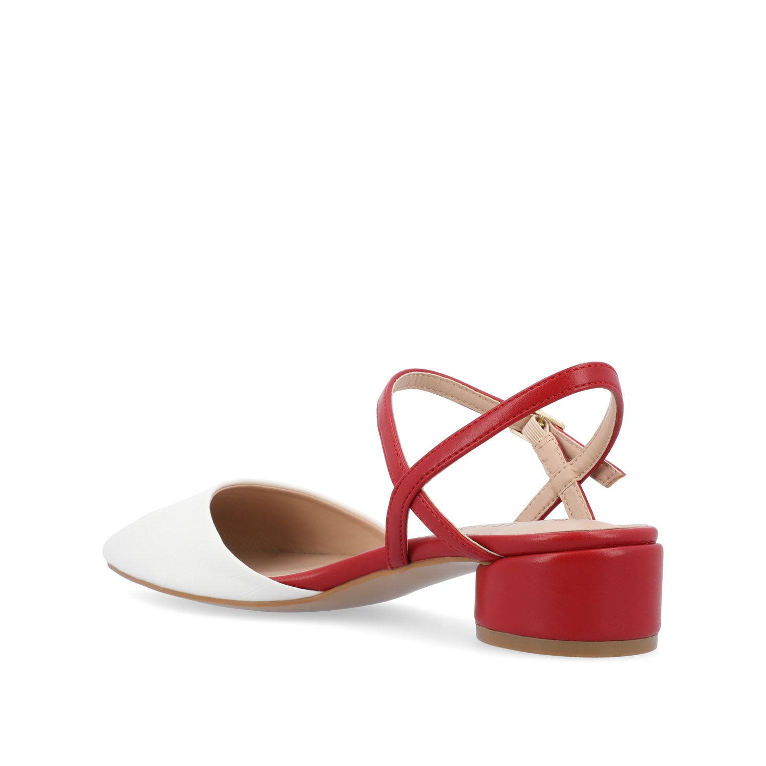 BRYNN LOW BLOCK HEELED FLATS IN VEGAN LEATHER