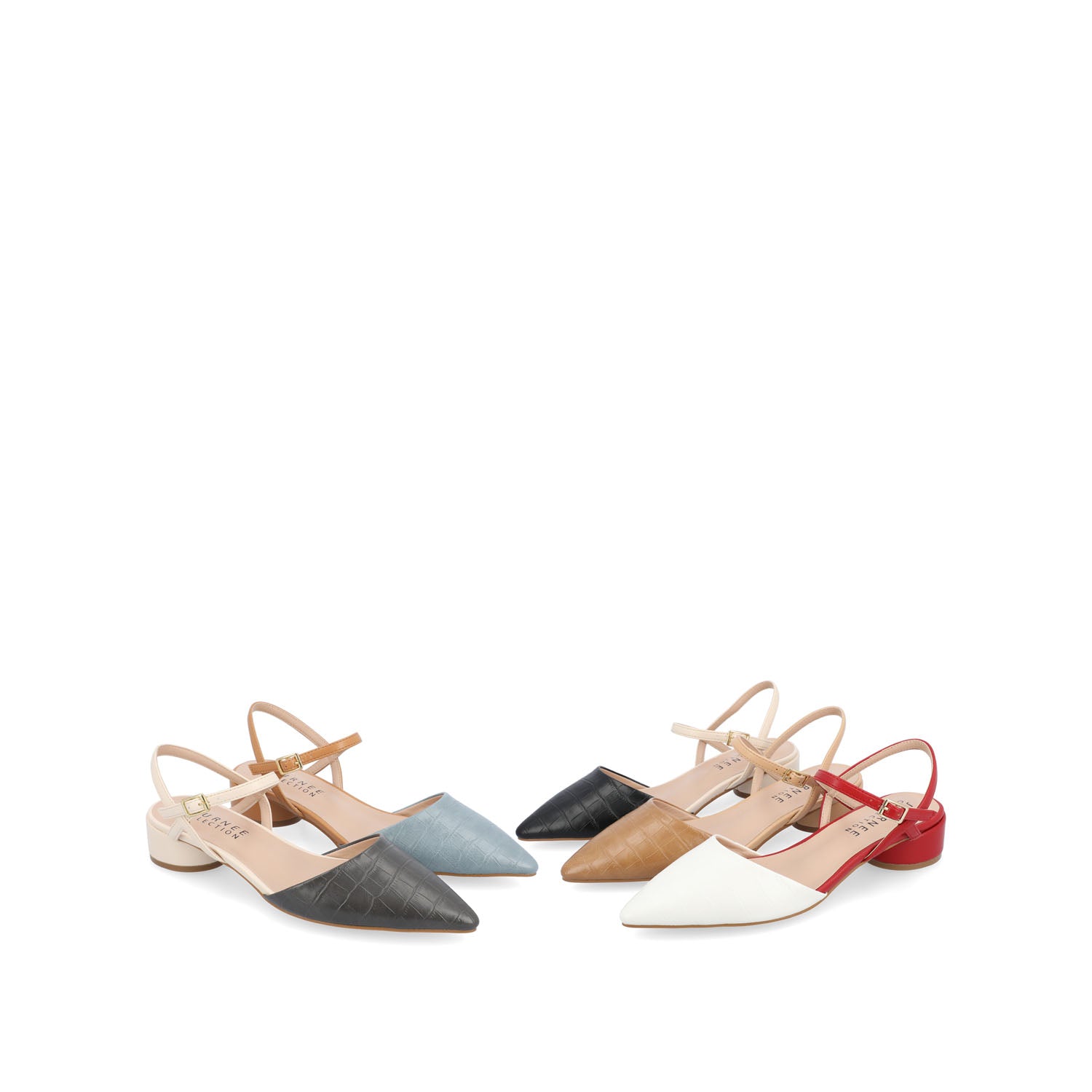 BRYNN LOW BLOCK HEELED FLATS IN VEGAN LEATHER