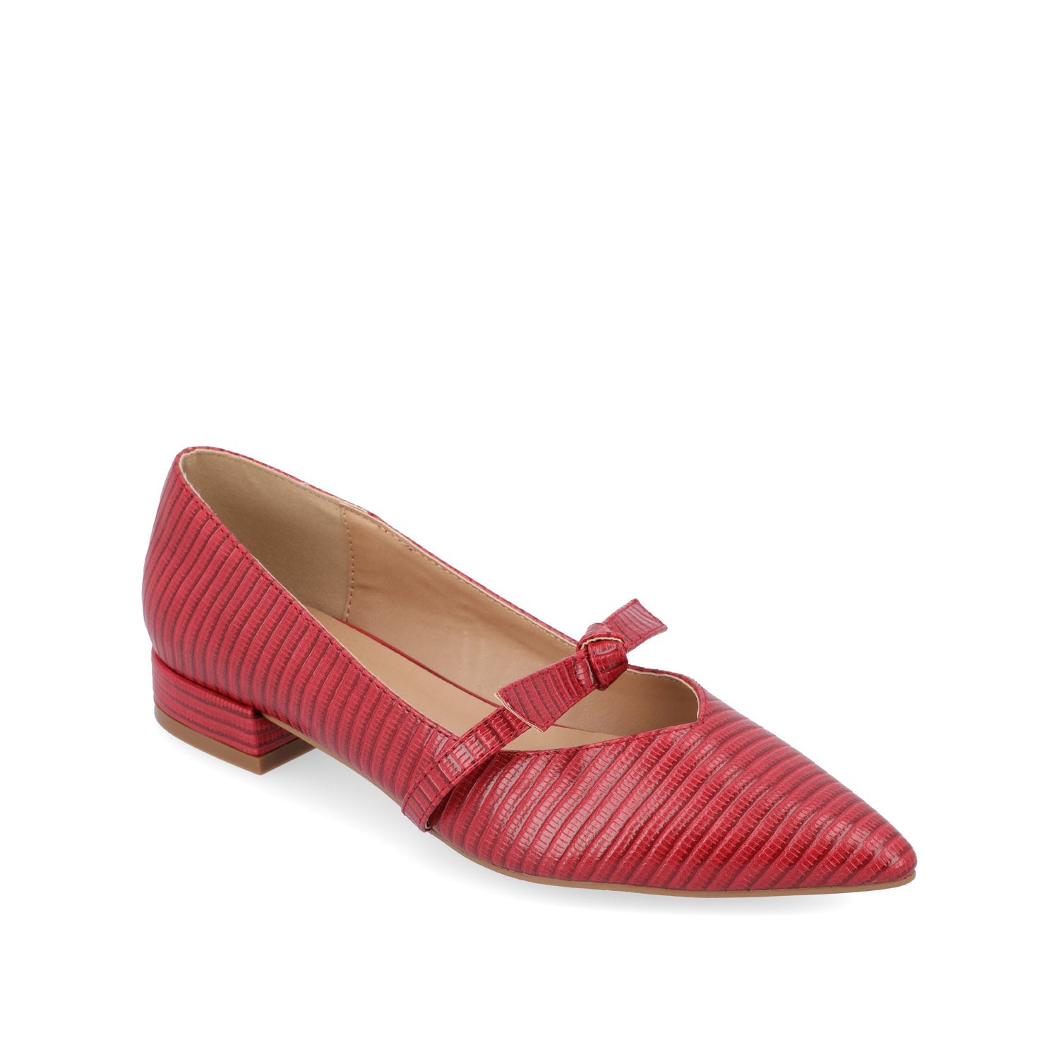 CAIT BALLET FLATS IN FAUX LIZARD - Red Lizard