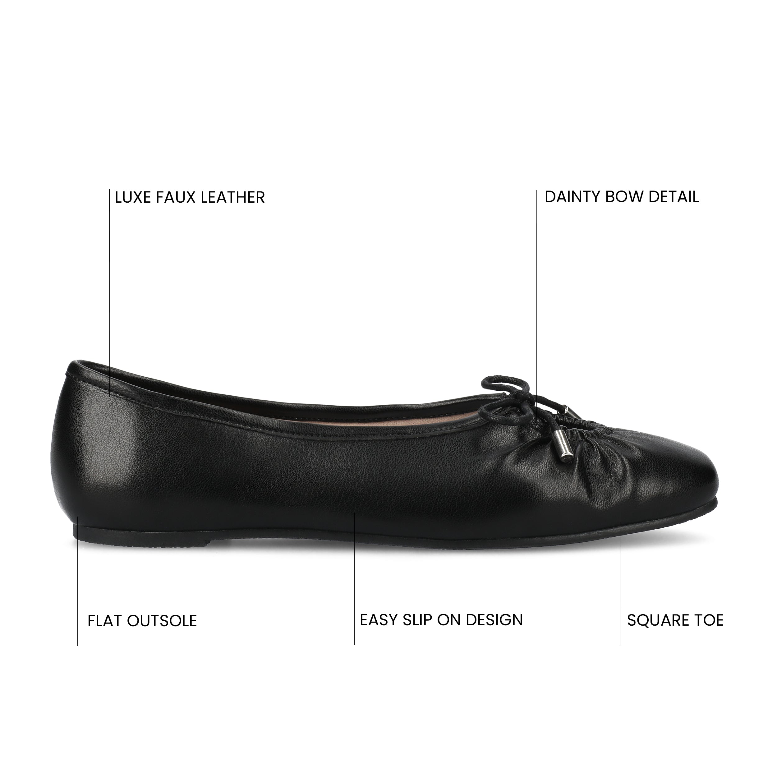 CALLEE VEGAN LEATHER BALLET FLATS IN WIDE