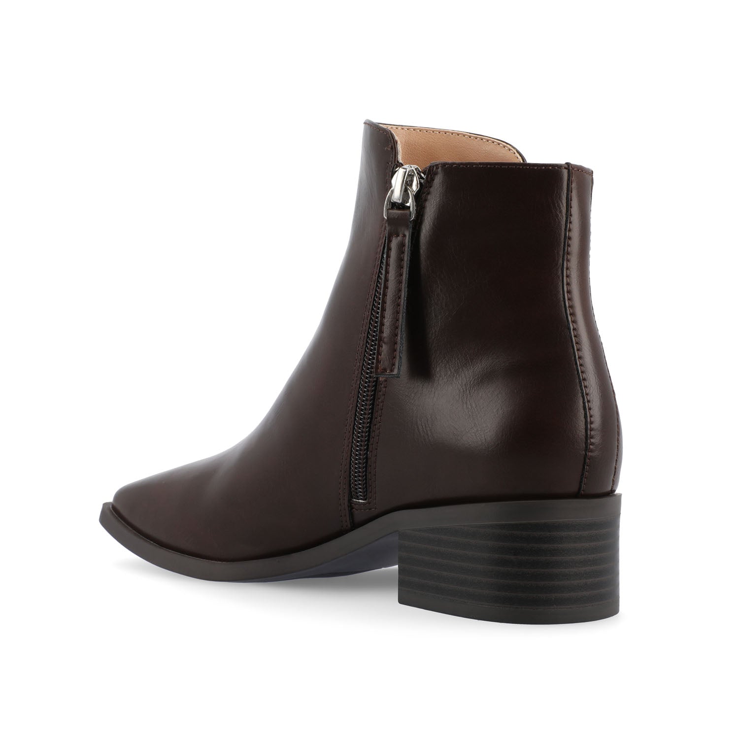 CAPPRI SQUARE-TOE BOOTIES IN VEGAN LEATHER - Brown PU