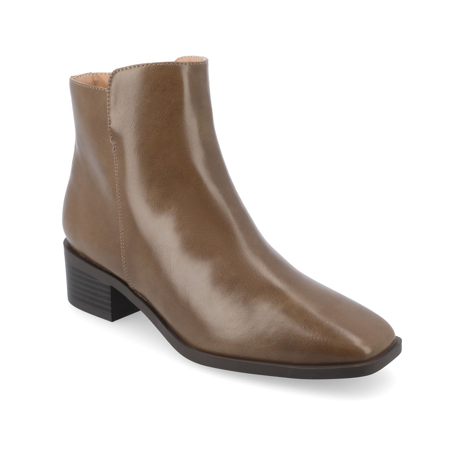 CAPPRI SQUARE-TOE BOOTIES IN VEGAN LEATHER - Taupe PU