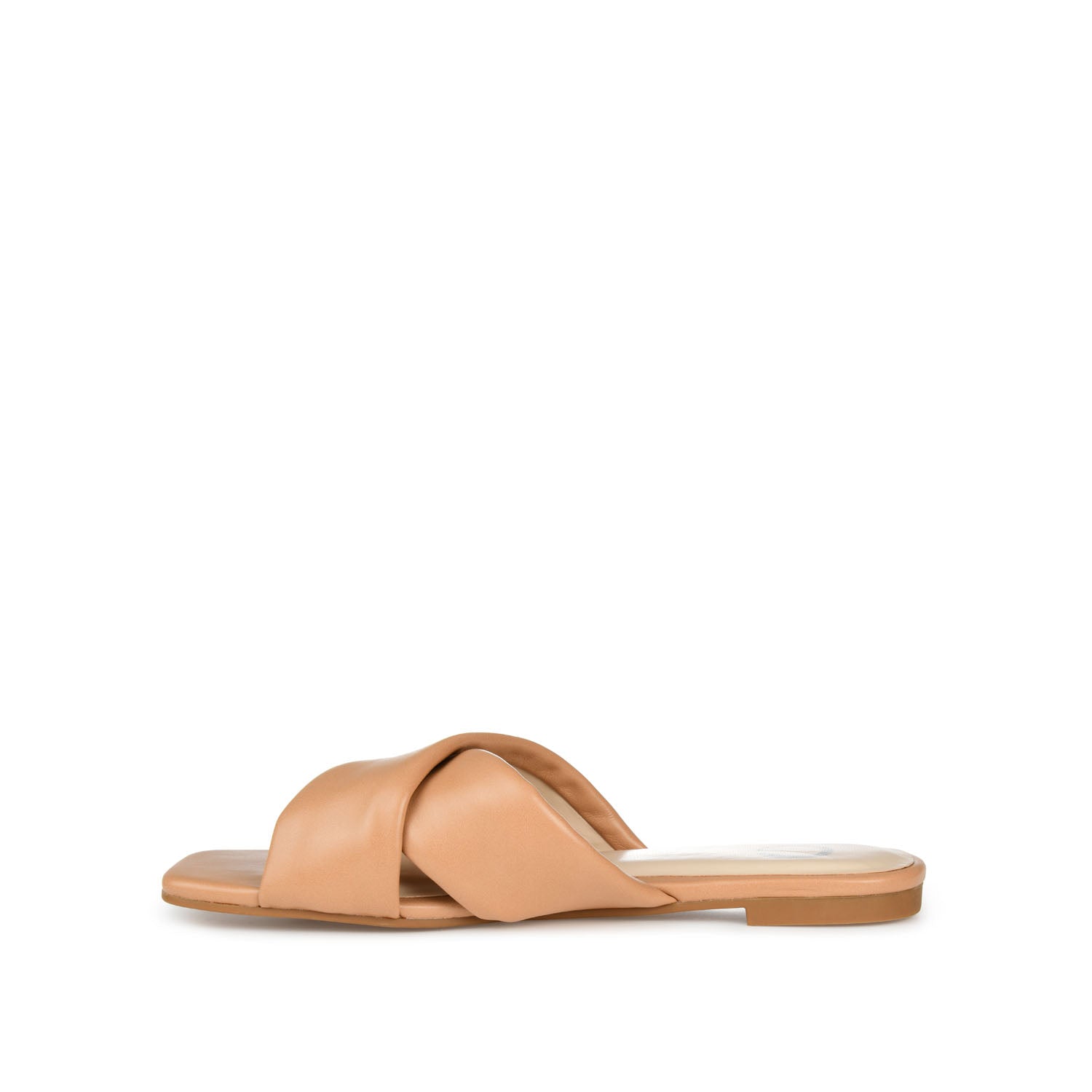 CARLOTTA SLIDE SANDALS IN VEGAN LEATHER - Tan