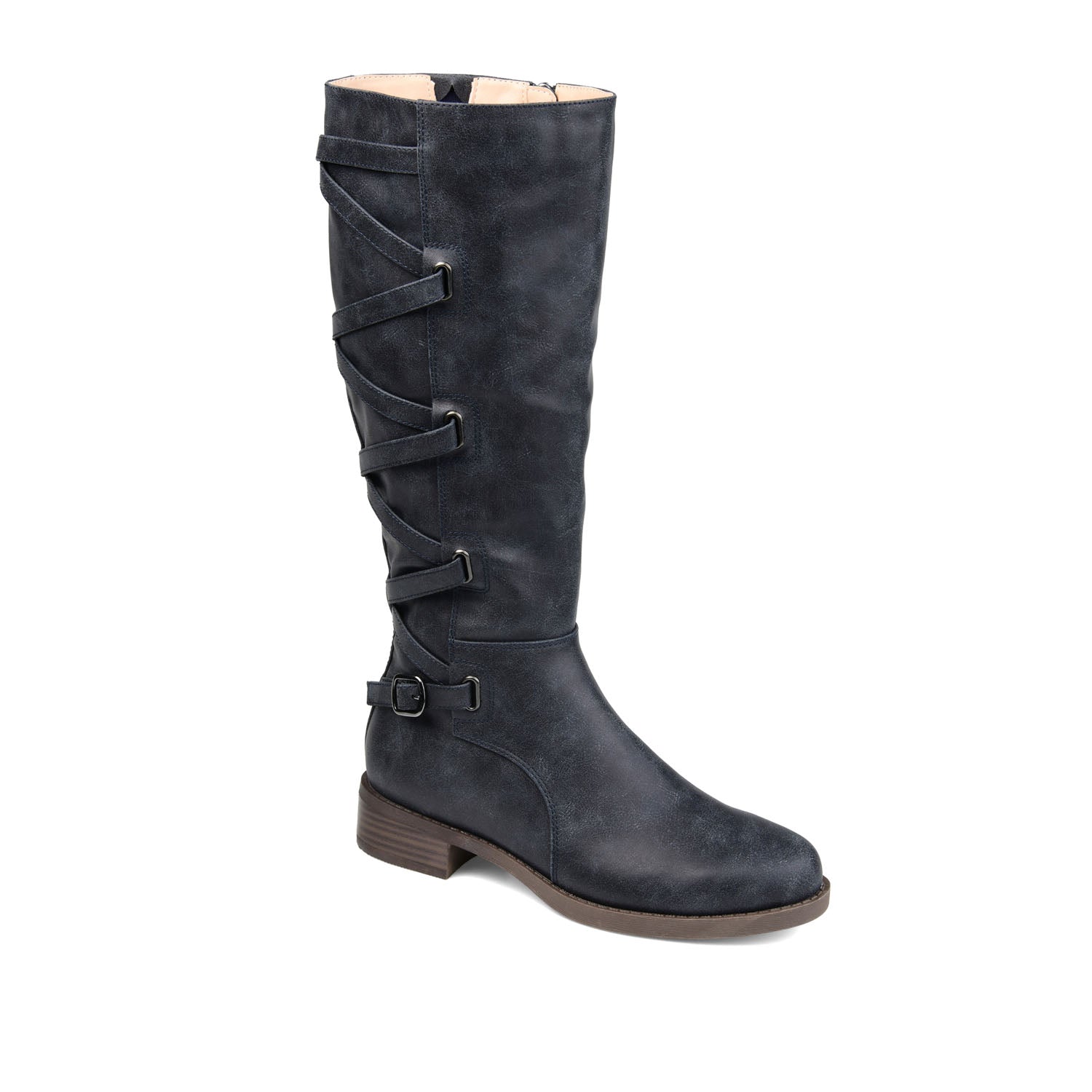 CARLY RIDING BOOTS IN WIDE CALF - Navy PU