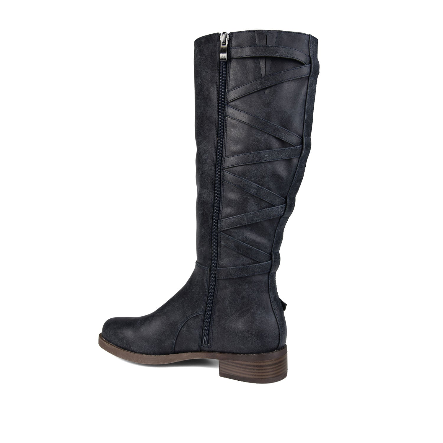 CARLY RIDING BOOTS IN WIDE CALF - Navy PU