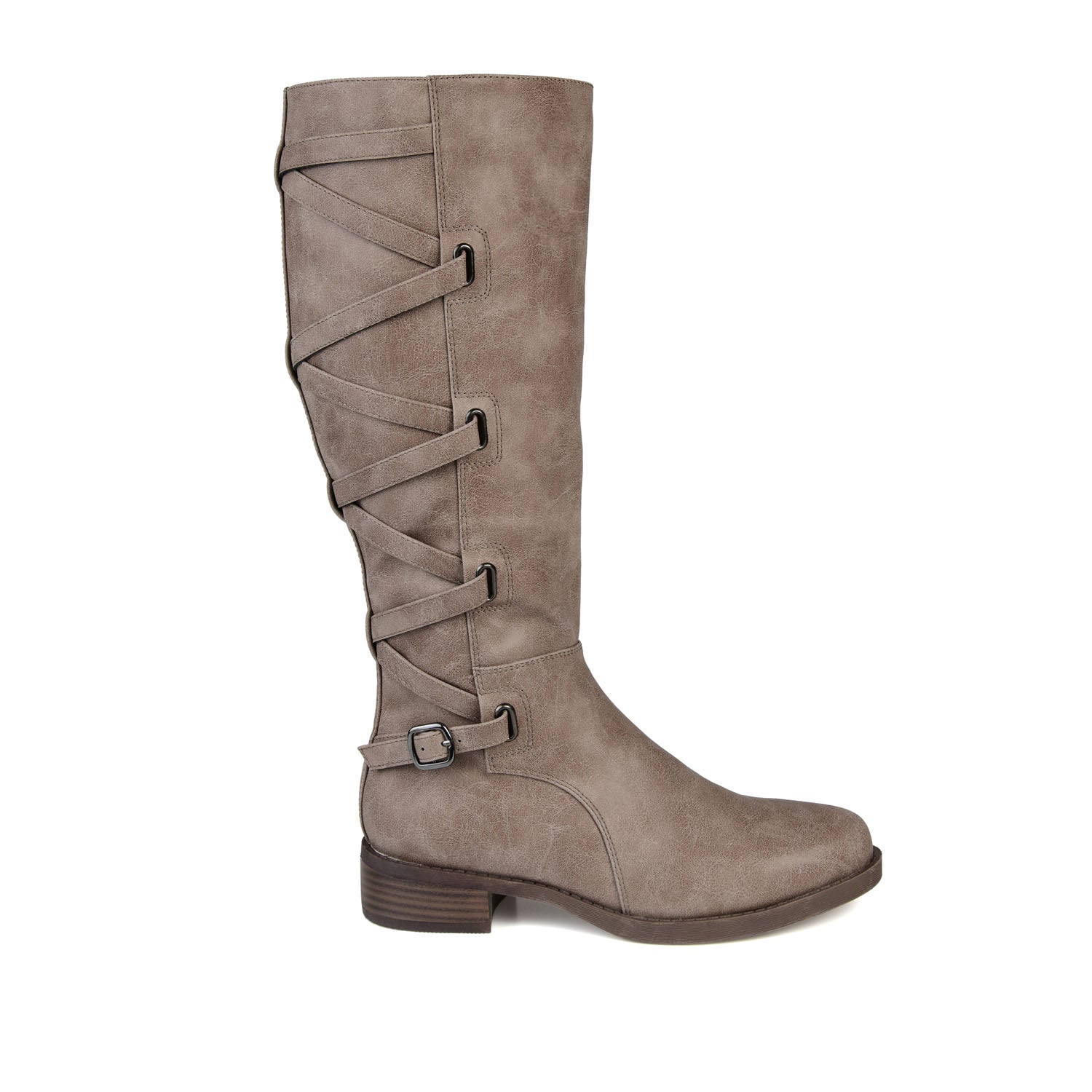 CARLY RIDING BOOTS IN WIDE CALF - Taupe PU