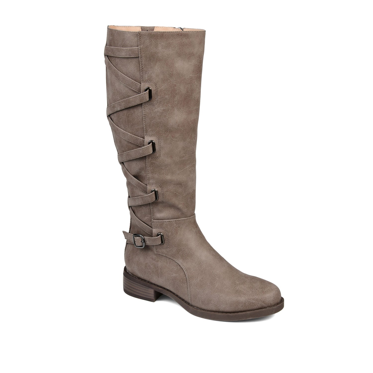 CARLY RIDING BOOTS IN VEGAN LEATHER - Taupe PU