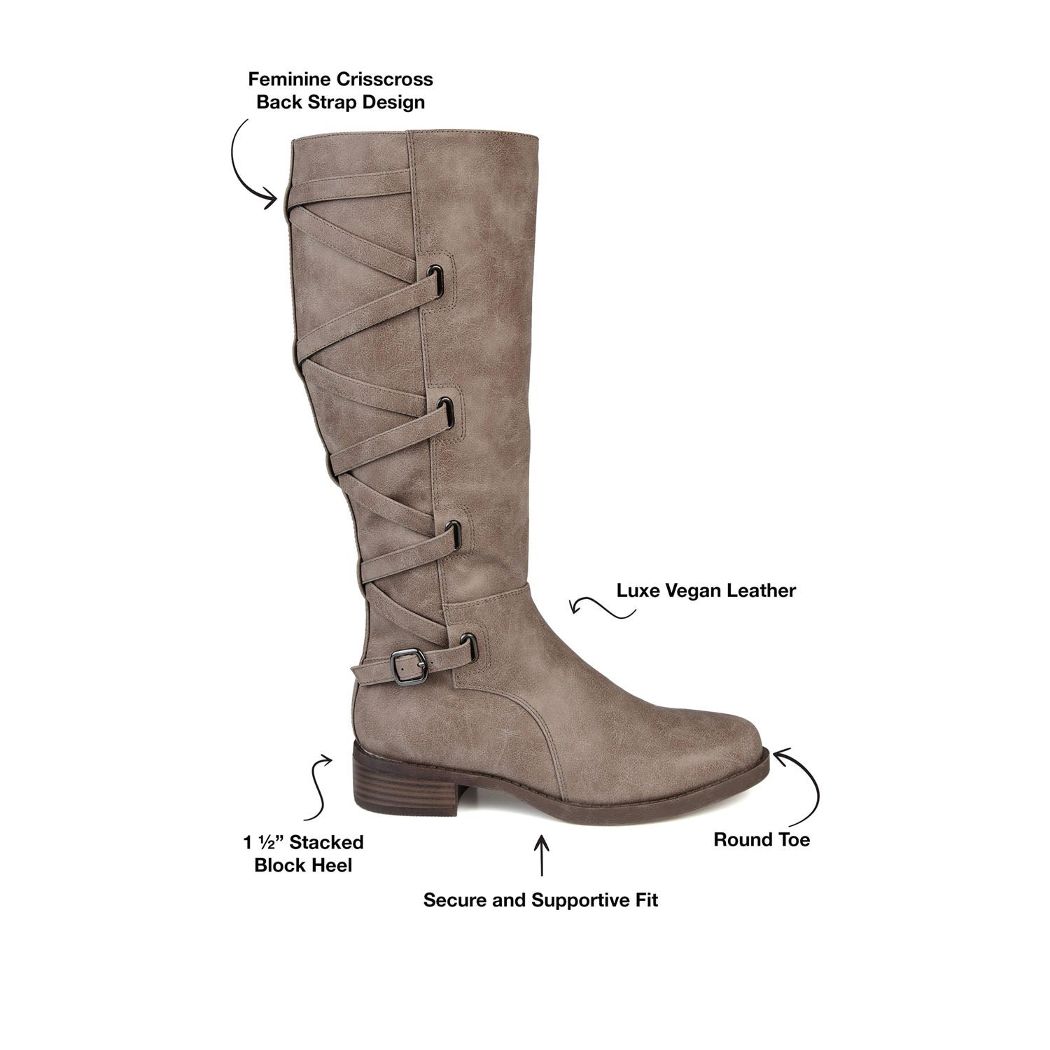 CARLY RIDING BOOTS IN VEGAN LEATHER - Taupe PU