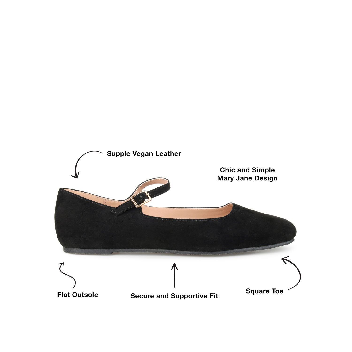 CARRIE FAUX SUEDE BALLET FLATS IN WIDE - Black Faux Suede