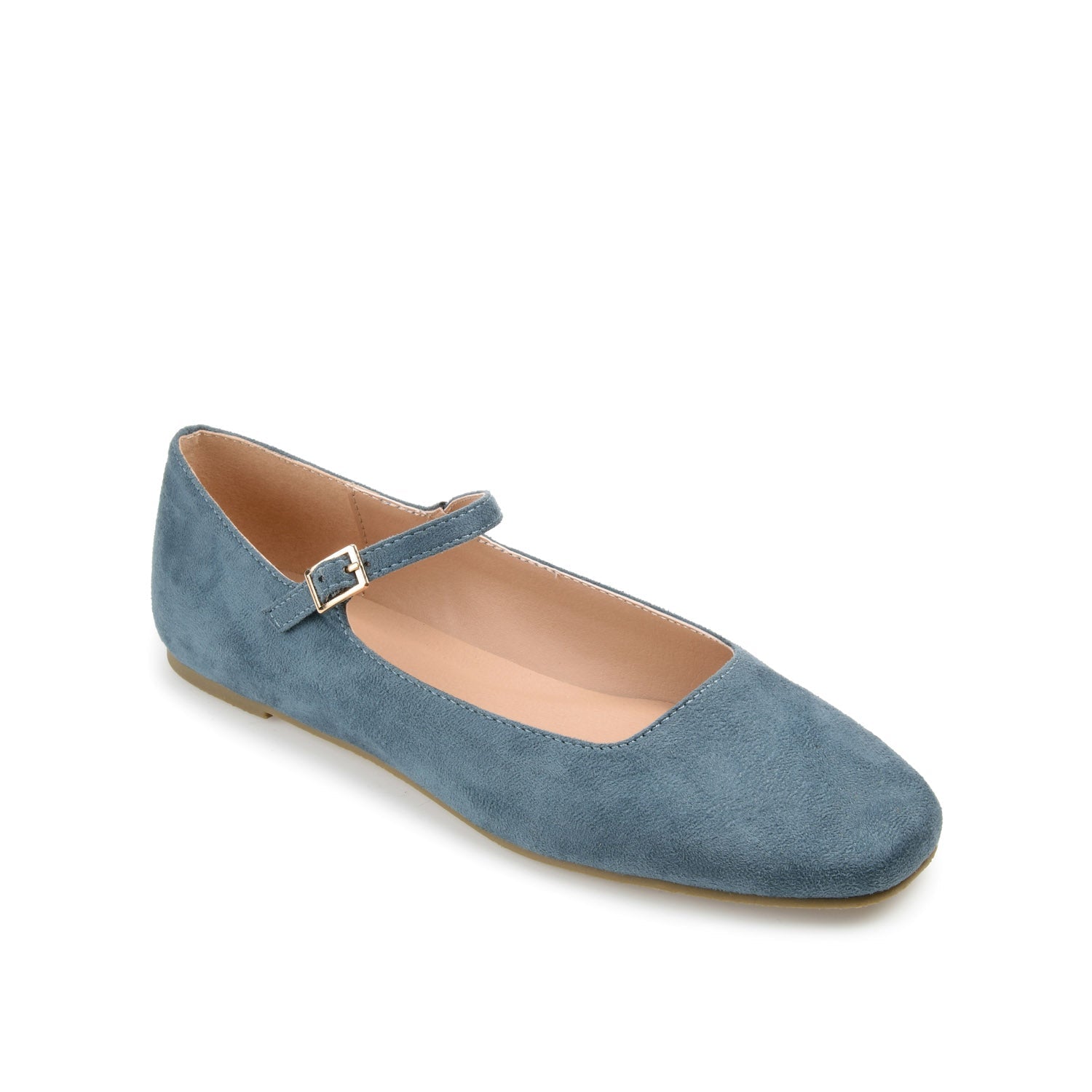 CARRIE FAUX SUEDE BALLET FLATS IN WIDE - Blue Faux Suede