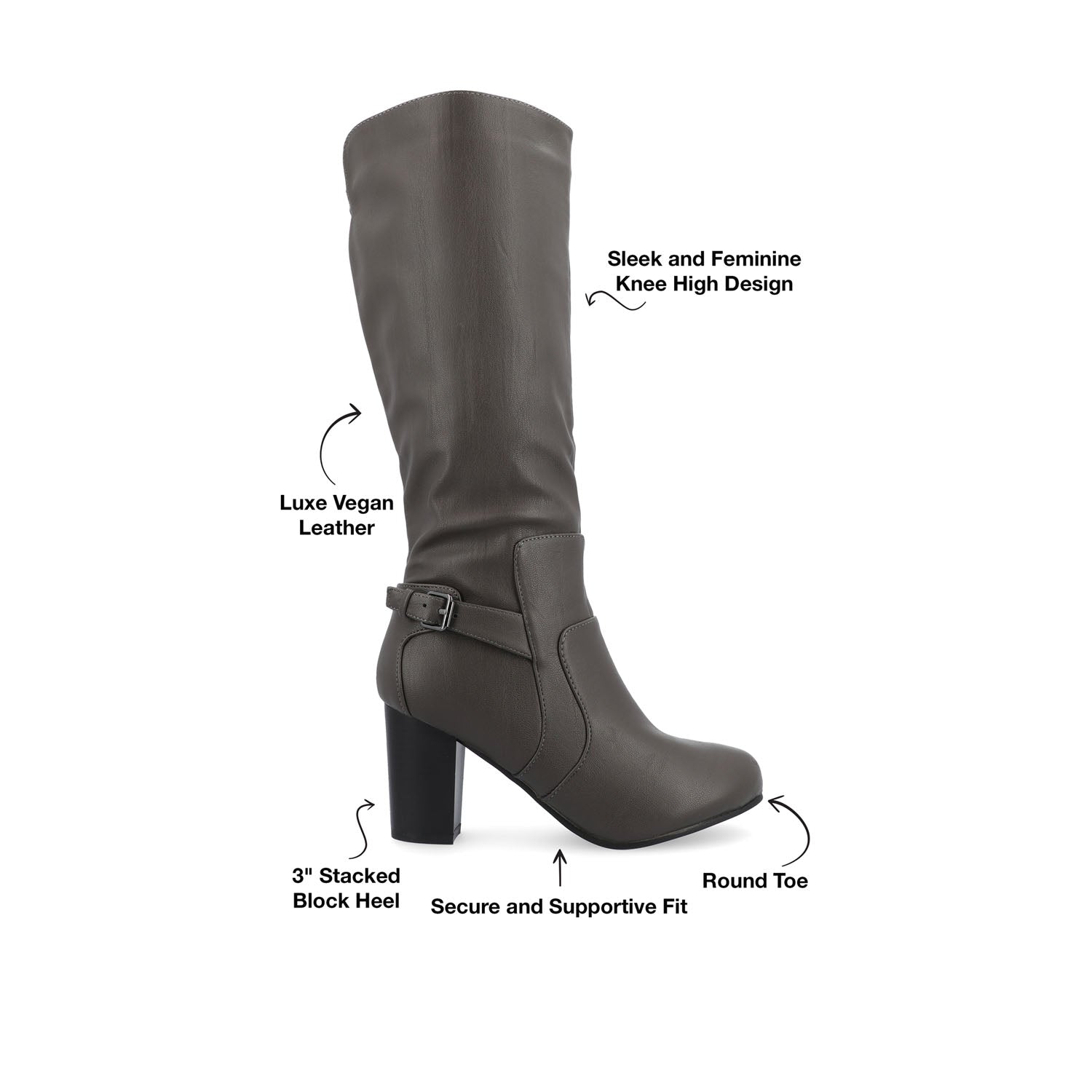 CARVER KNEE-HIGH BOOTS IN WIDE CALF - Grey