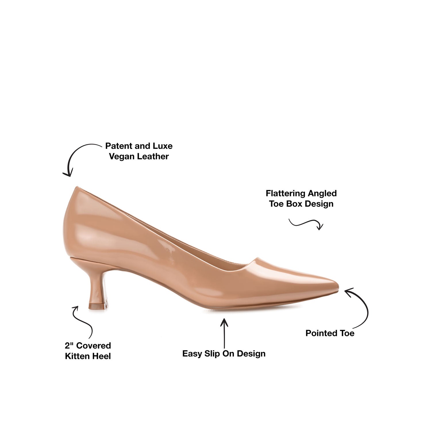 CELICA KITTEN HEELS IN VEGAN LEATHER - Nude Patent