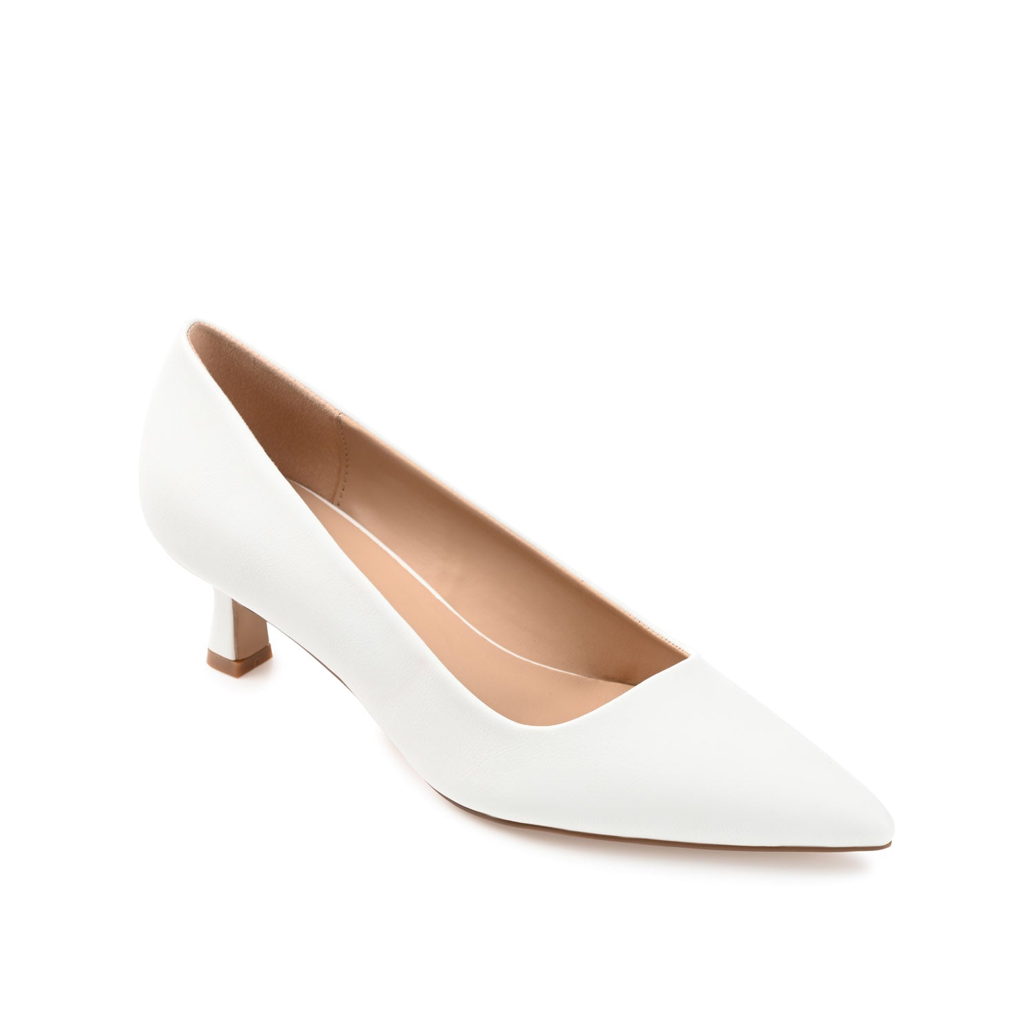 CELICA POINTED TOE KITTEN HEELS IN WIDE - White PU