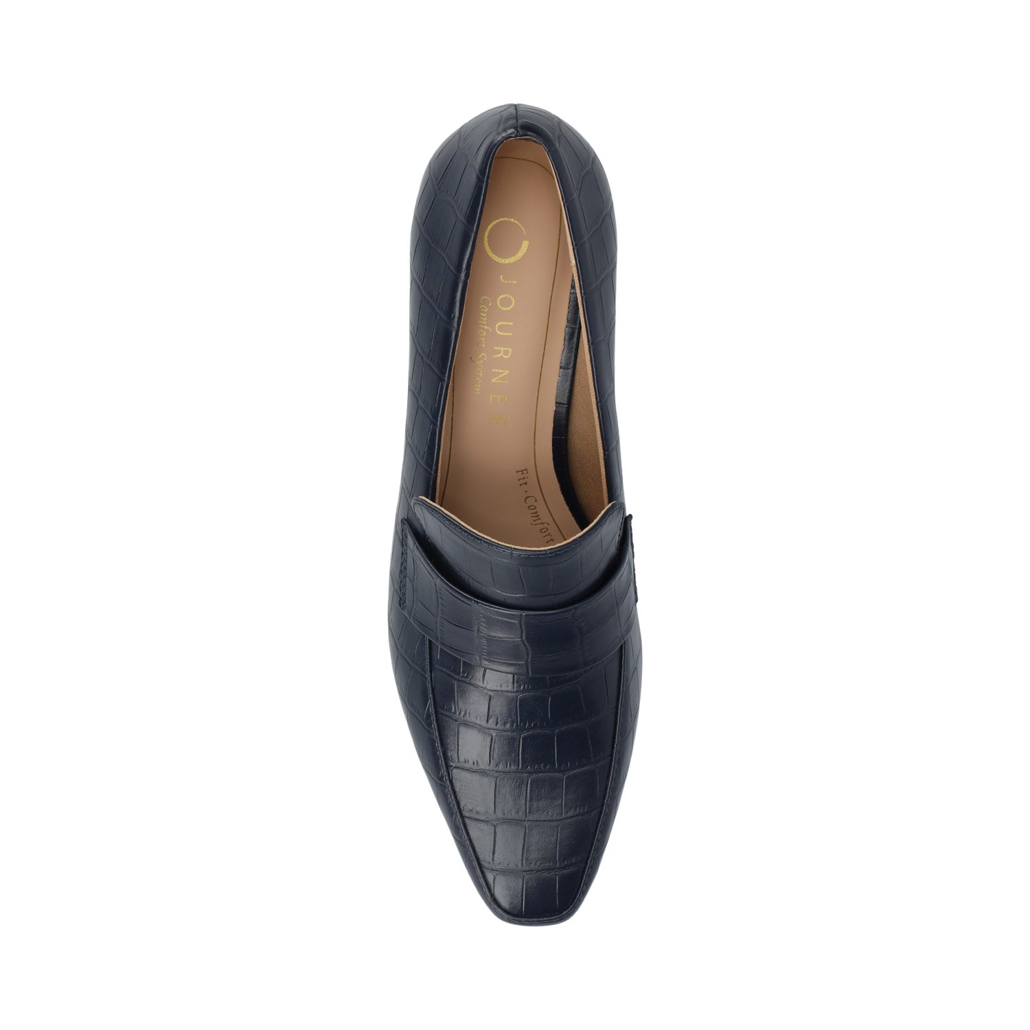 CELINA KITTEN LOAFER HEELS IN CROCO STATEMENT WIDE