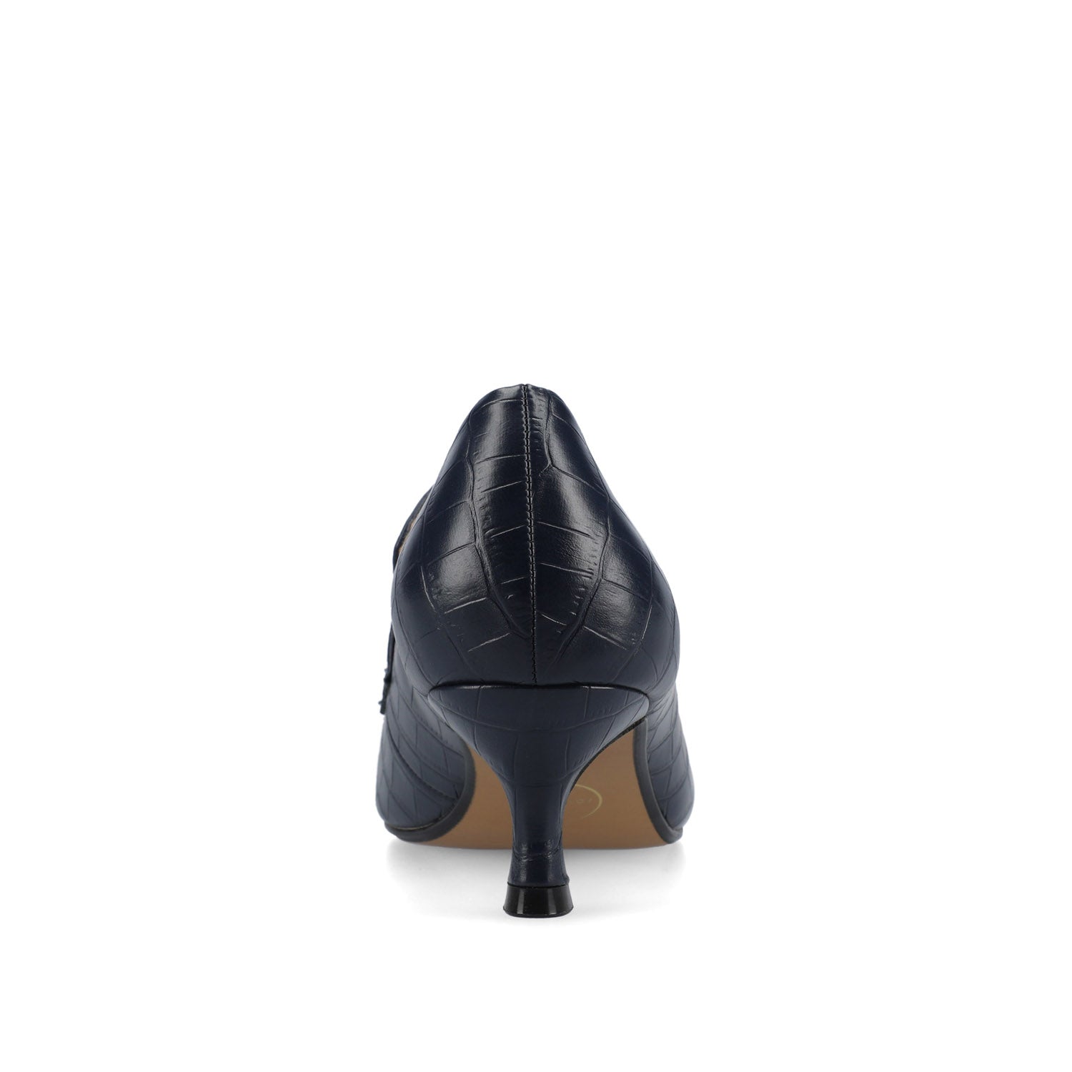 CELINA KITTEN LOAFER HEELS IN CROCO STATEMENT WIDE - Navy Nubuck