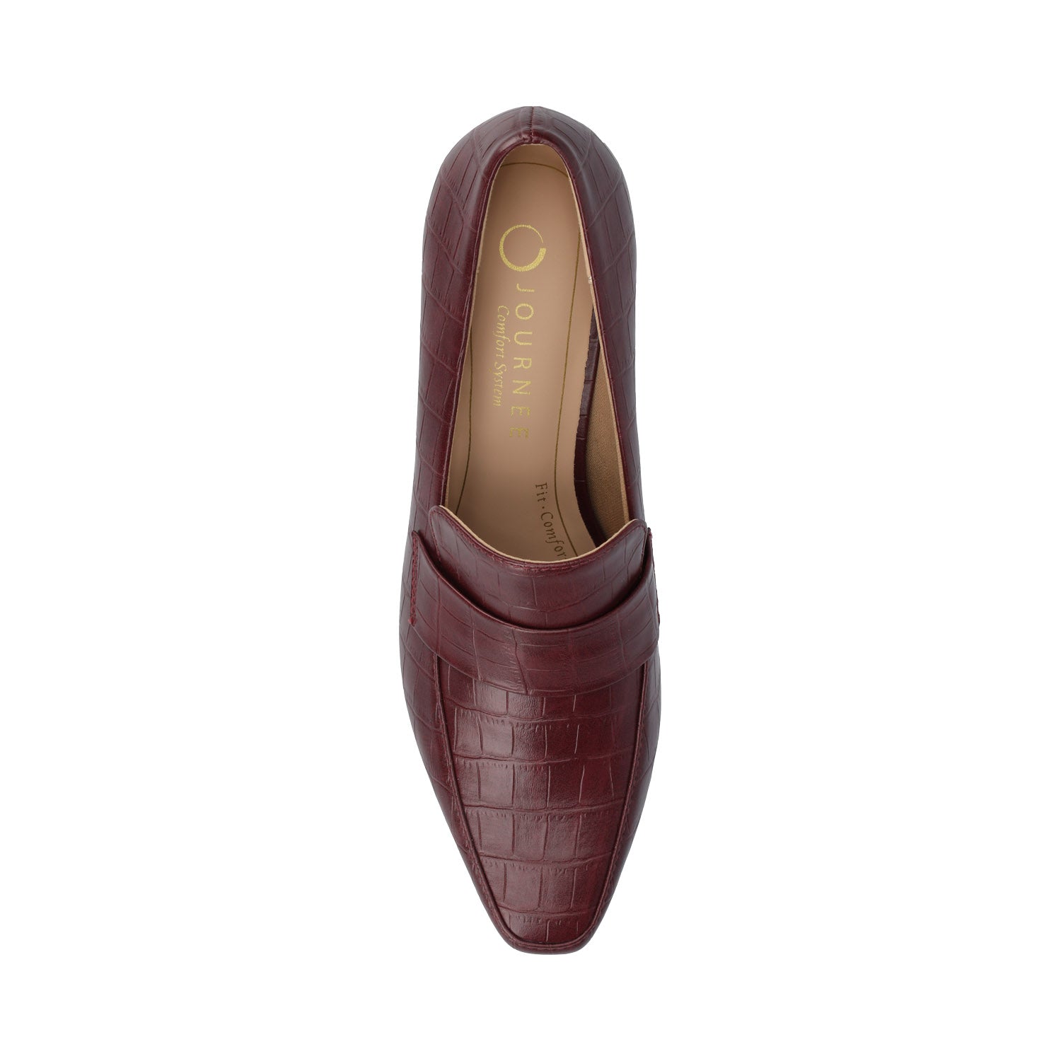 CELINA KITTEN LOAFER HEELS IN CROCO STATEMENT - Oxblood Nubuck