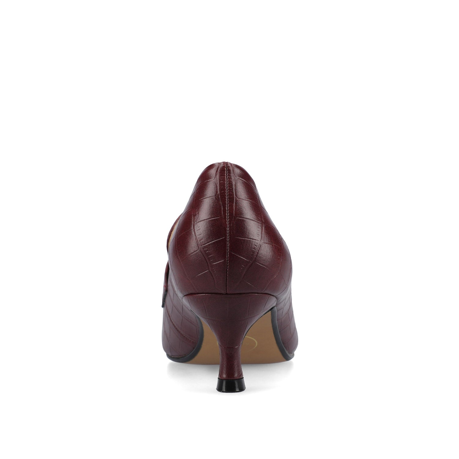 CELINA KITTEN LOAFER HEELS IN CROCO STATEMENT - Oxblood Nubuck