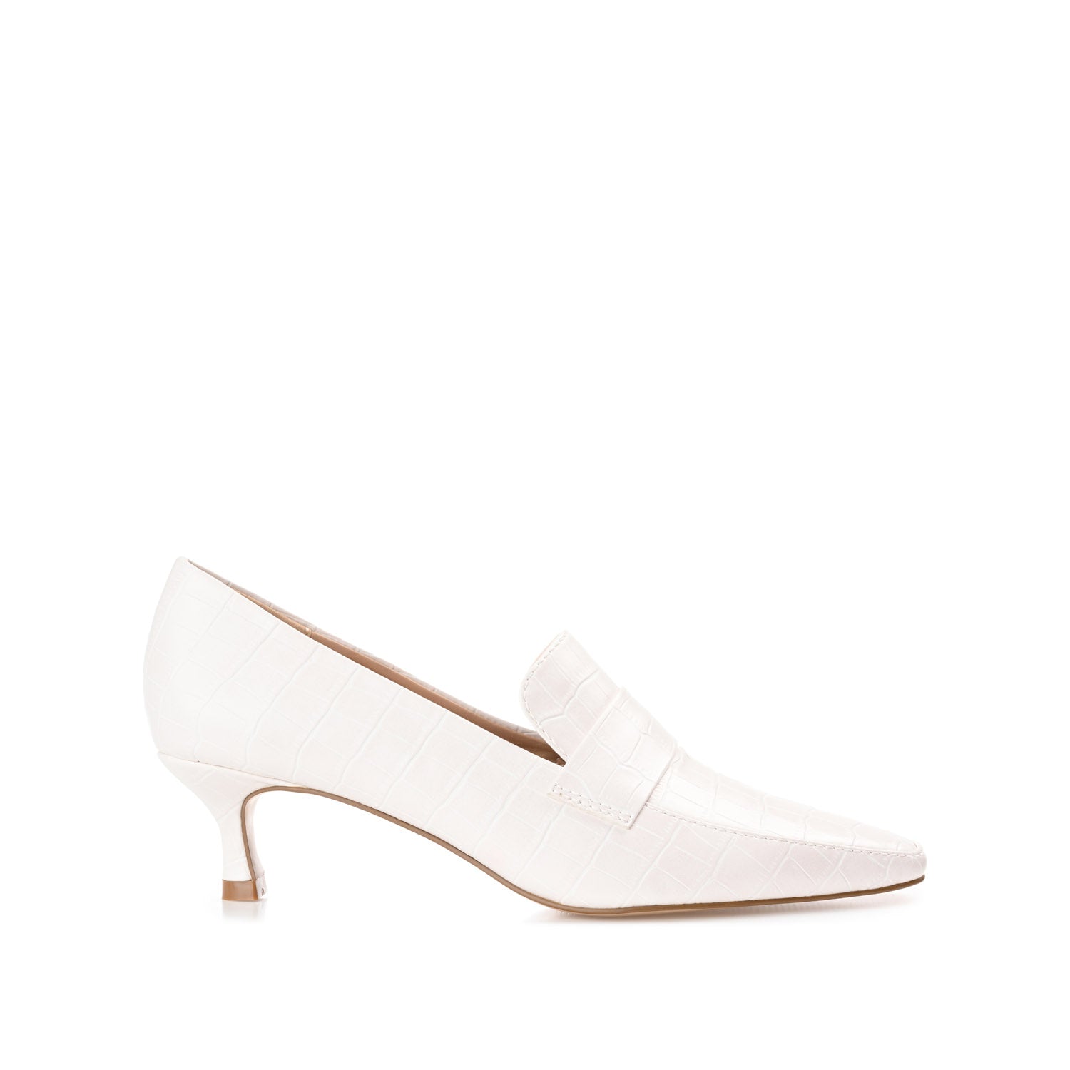 CELINA KITTEN HEEL LOAFERS IN WIDE - White