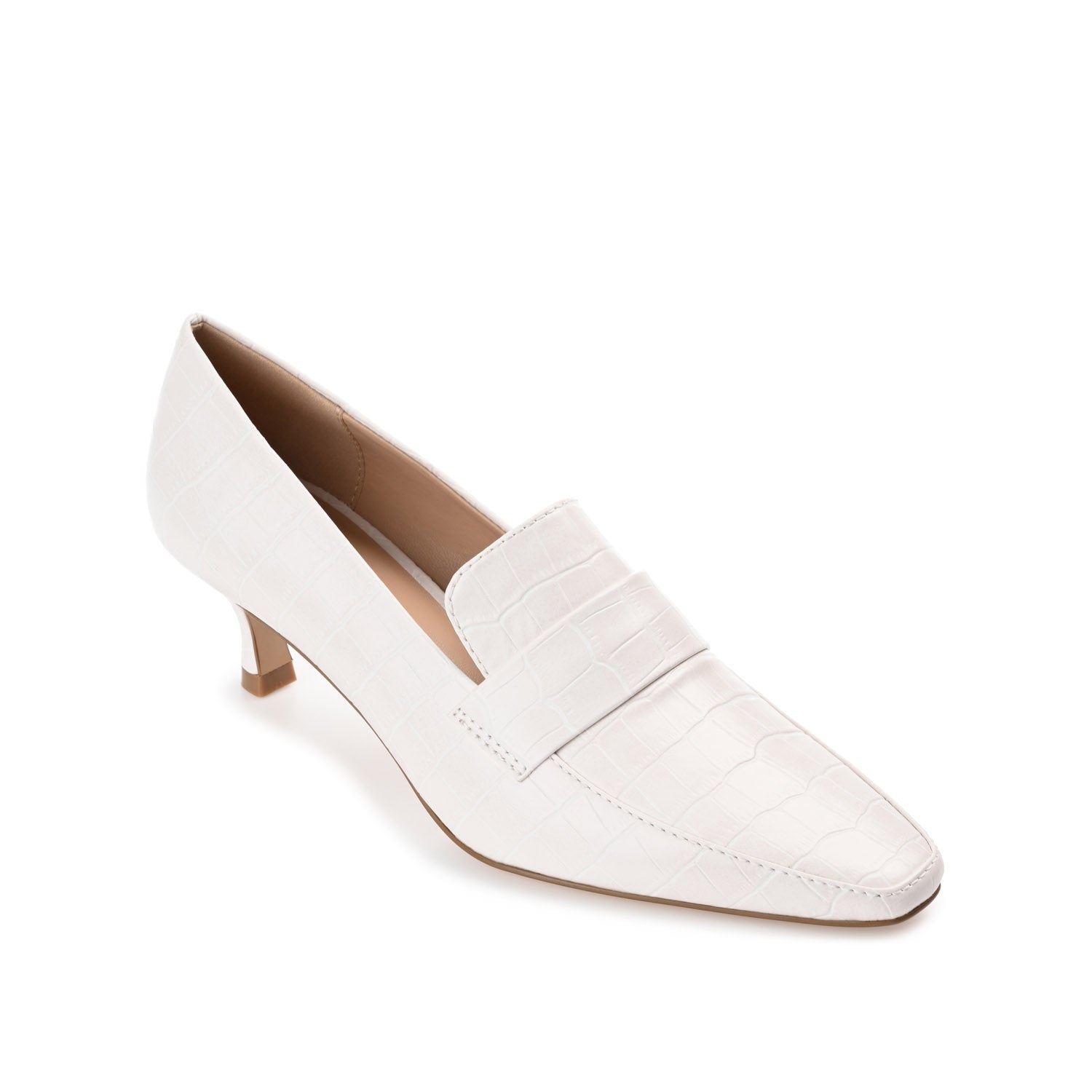 CELINA KITTEN HEEL LOAFERS IN WIDE - White