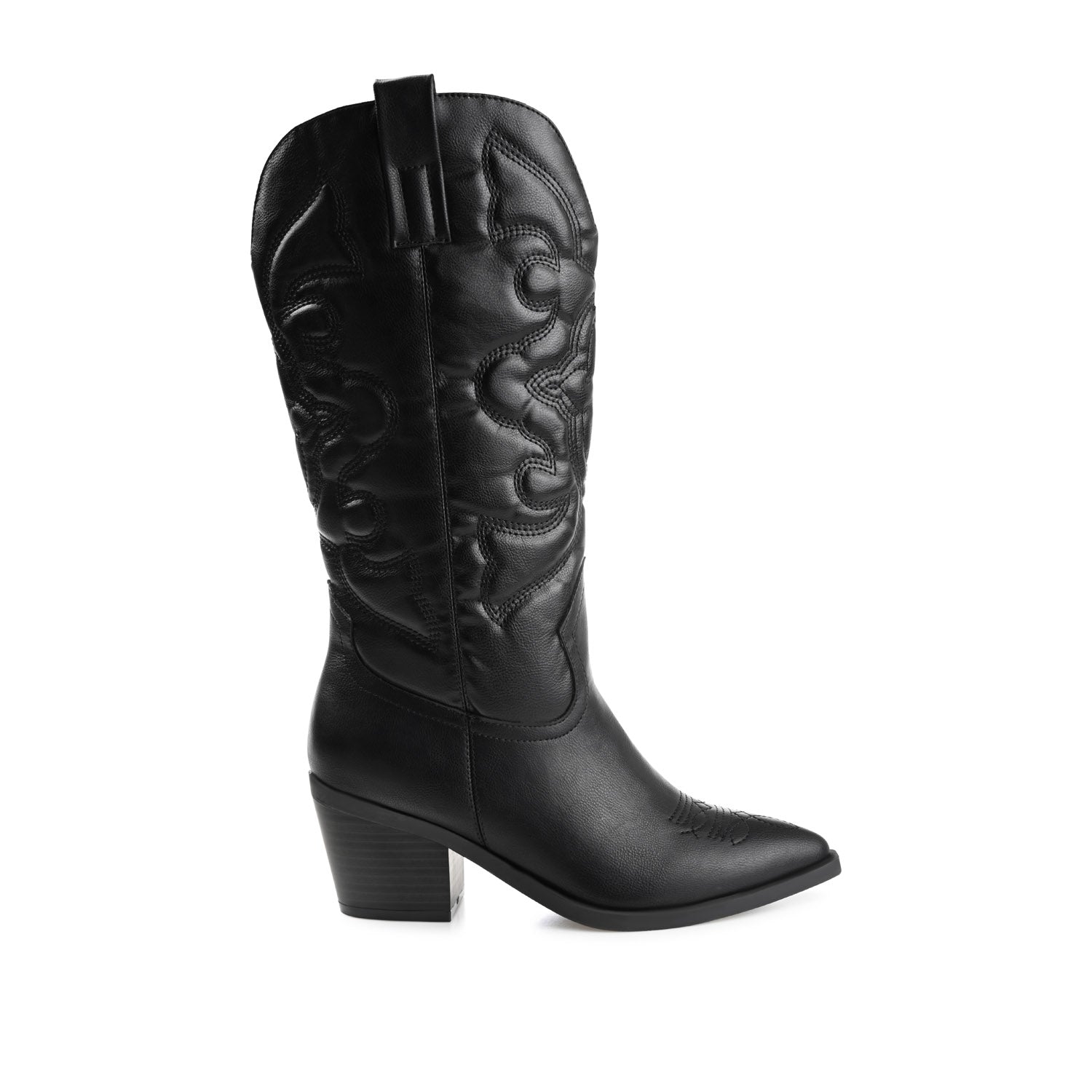 CHANTRY COWGIRL VEGAN LEATHER BOOTS IN WIDE CALF