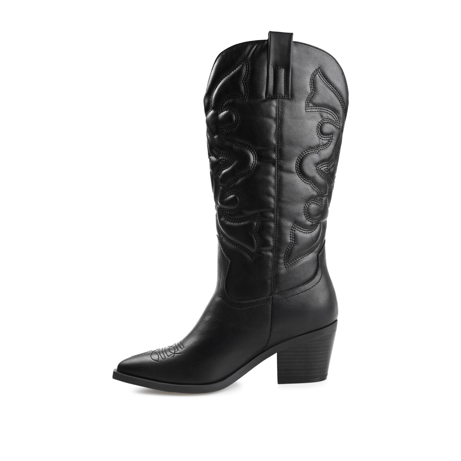 CHANTRY COWGIRL VEGAN LEATHER BOOTS IN WIDE CALF