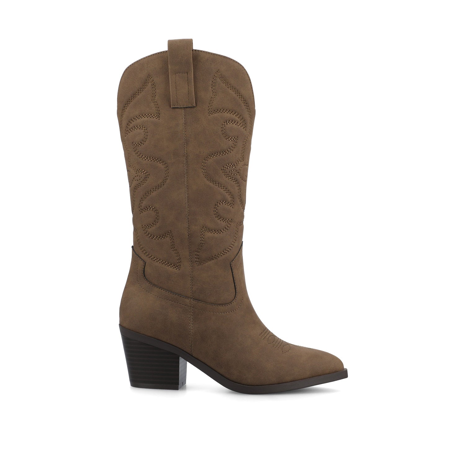 CHANTRY COWGIRL VEGAN LEATHER BOOTS IN WIDE CALF