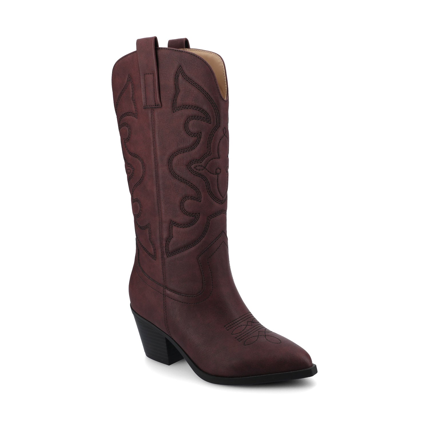 CHANTRY COWGIRL VEGAN LEATHER BOOTS IN WIDE CALF