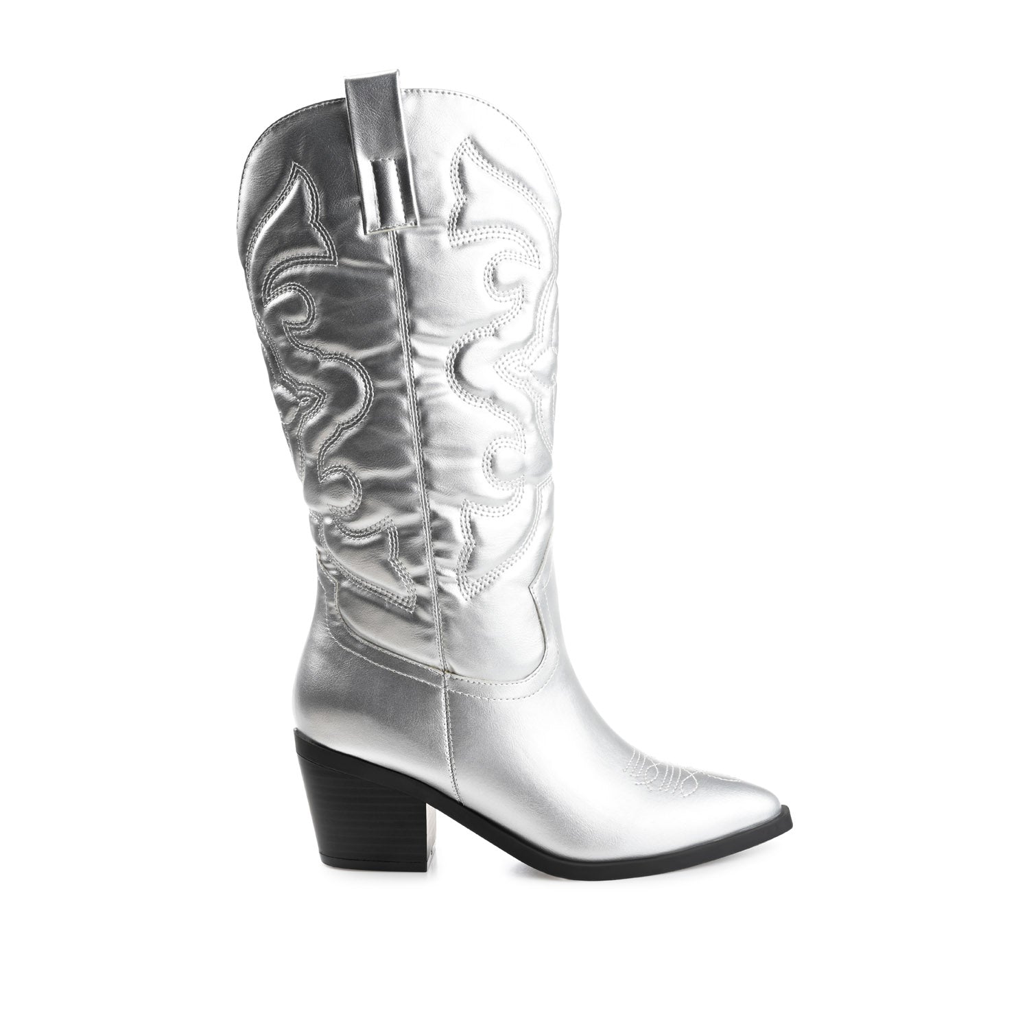CHANTRY COWGIRL VEGAN LEATHER BOOTS IN WIDE CALF