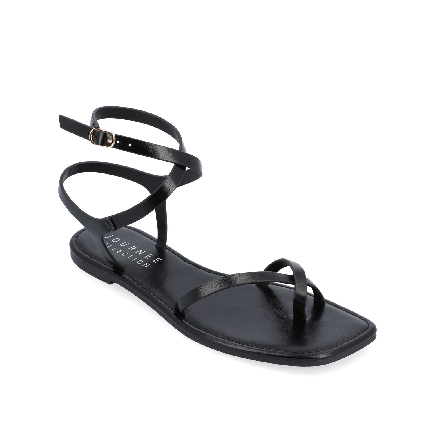 CHARRA MULTI STRAP SANDALS IN PATENT - Black