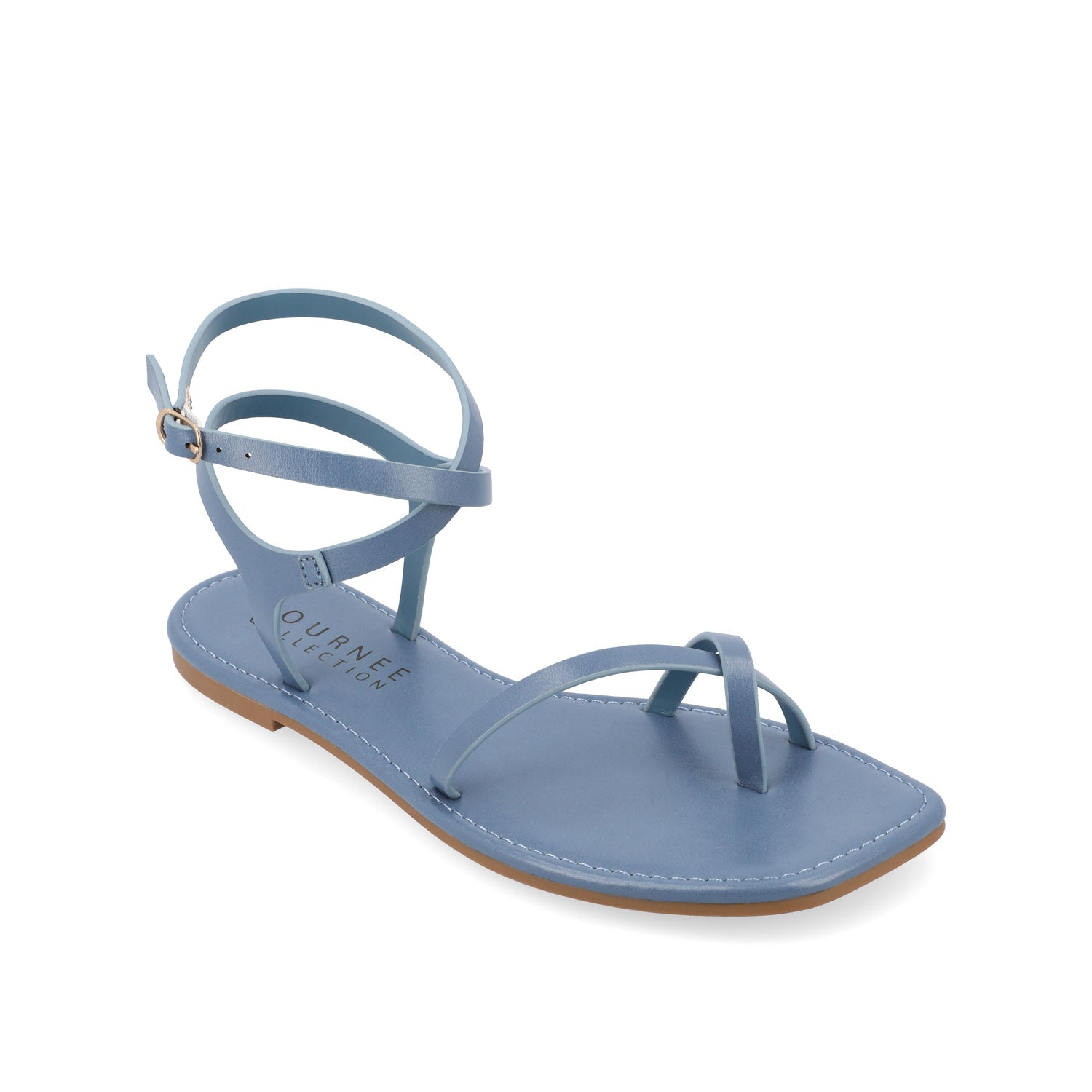 CHARRA MULTI STRAP SANDALS IN PATENT - Blue