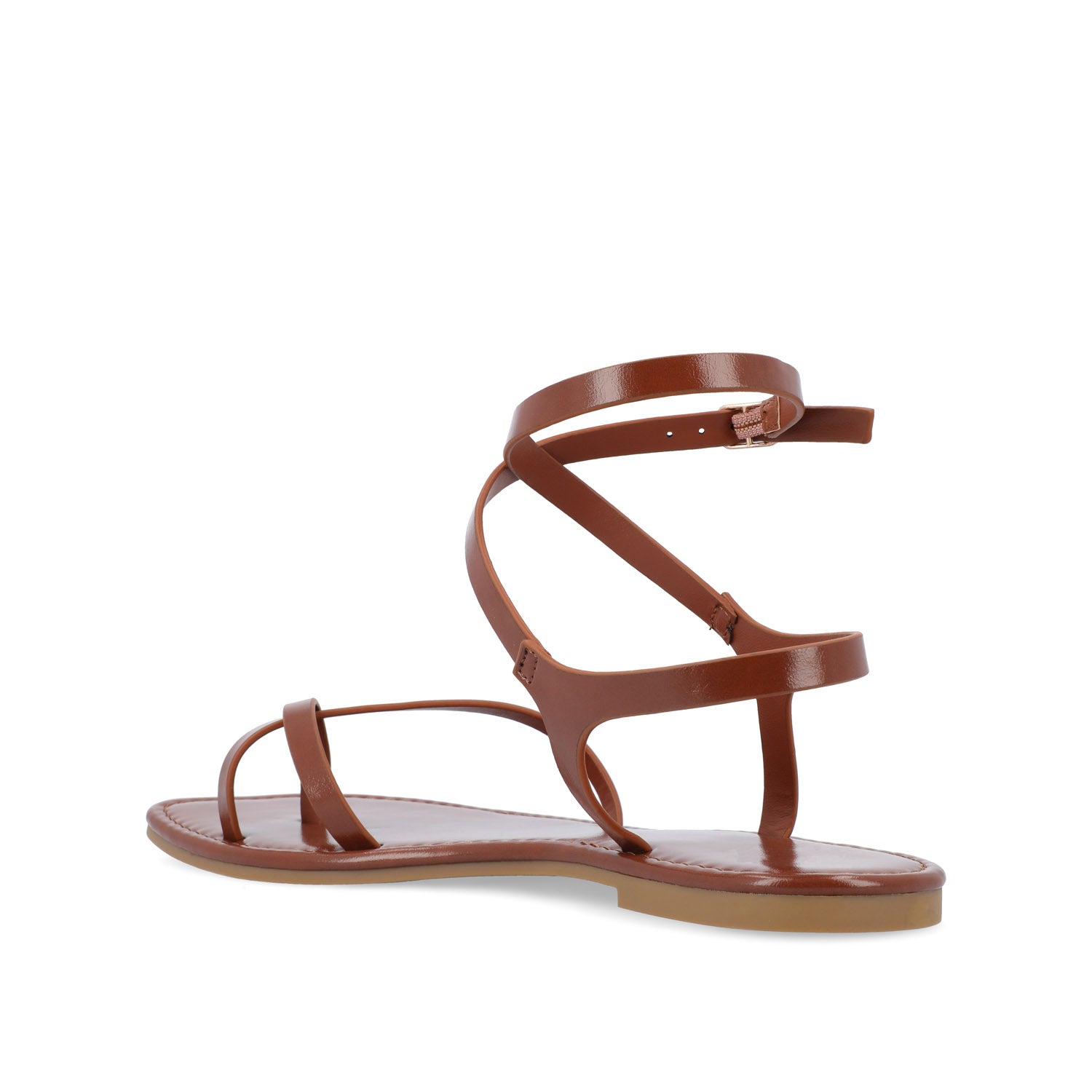 CHARRA MULTI STRAP SANDALS IN PATENT - Cognac