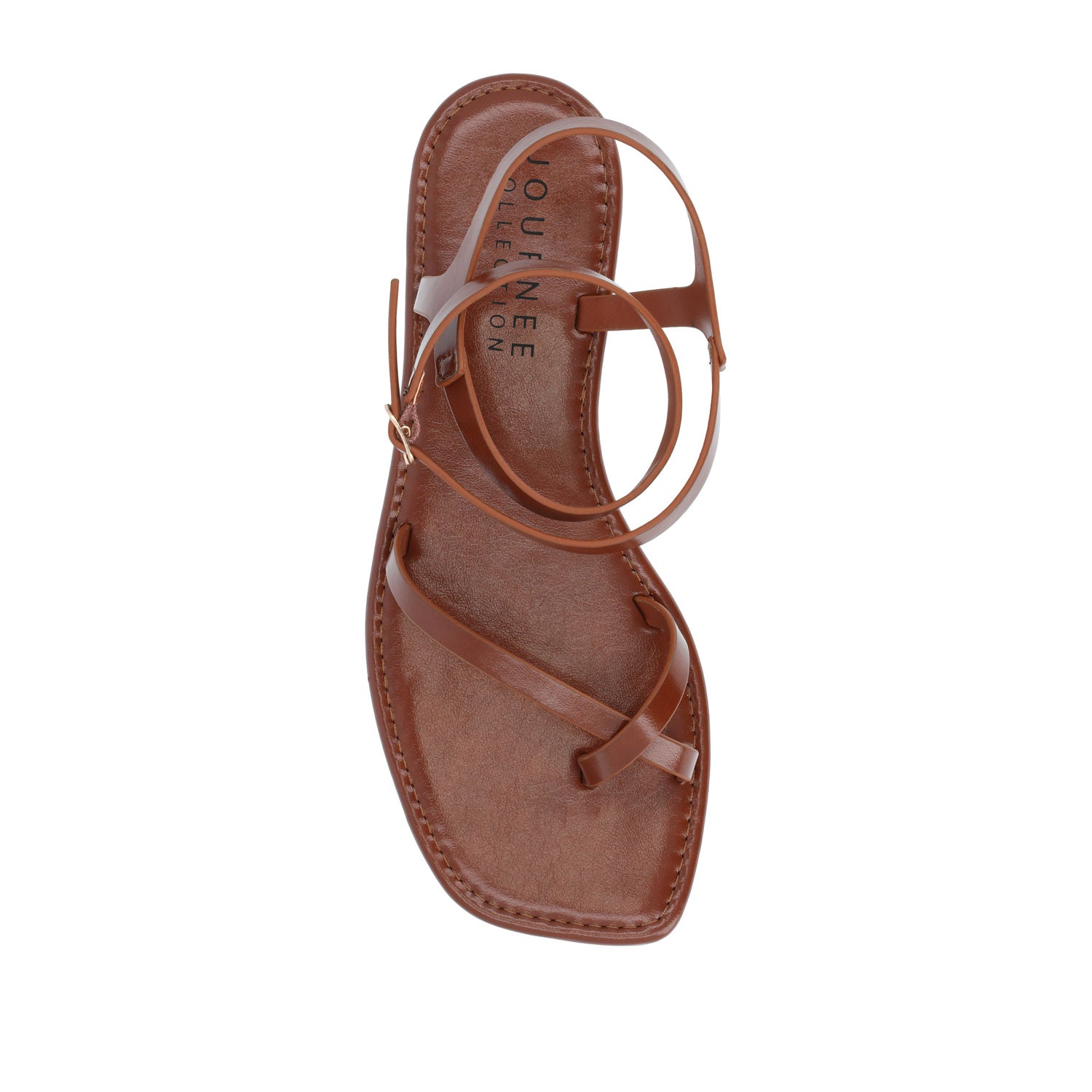 CHARRA MULTI STRAP SANDALS IN PATENT - Cognac