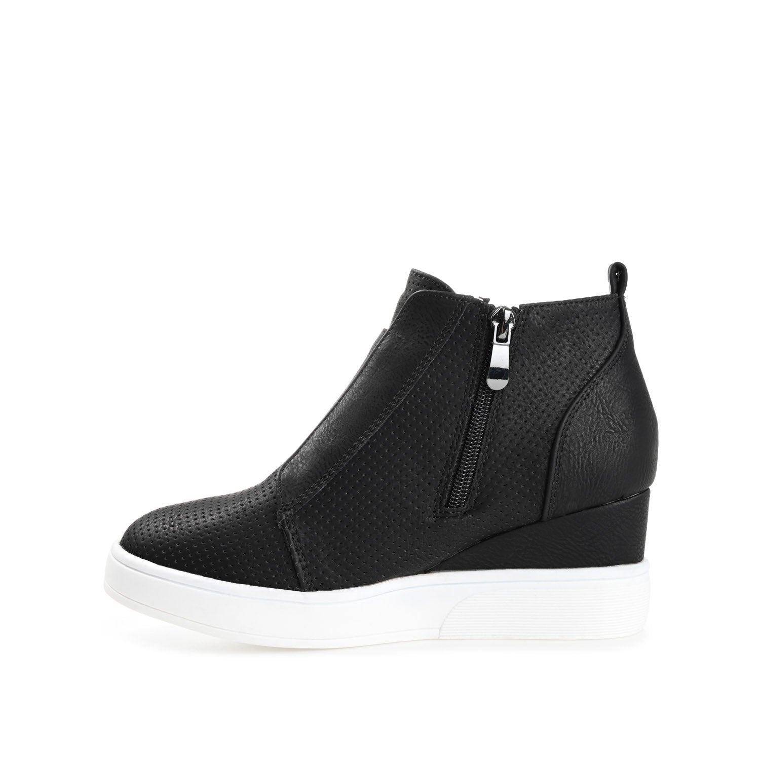 CLARA WEDGE SNEAKERS IN VEGAN LEATHER - Black PU