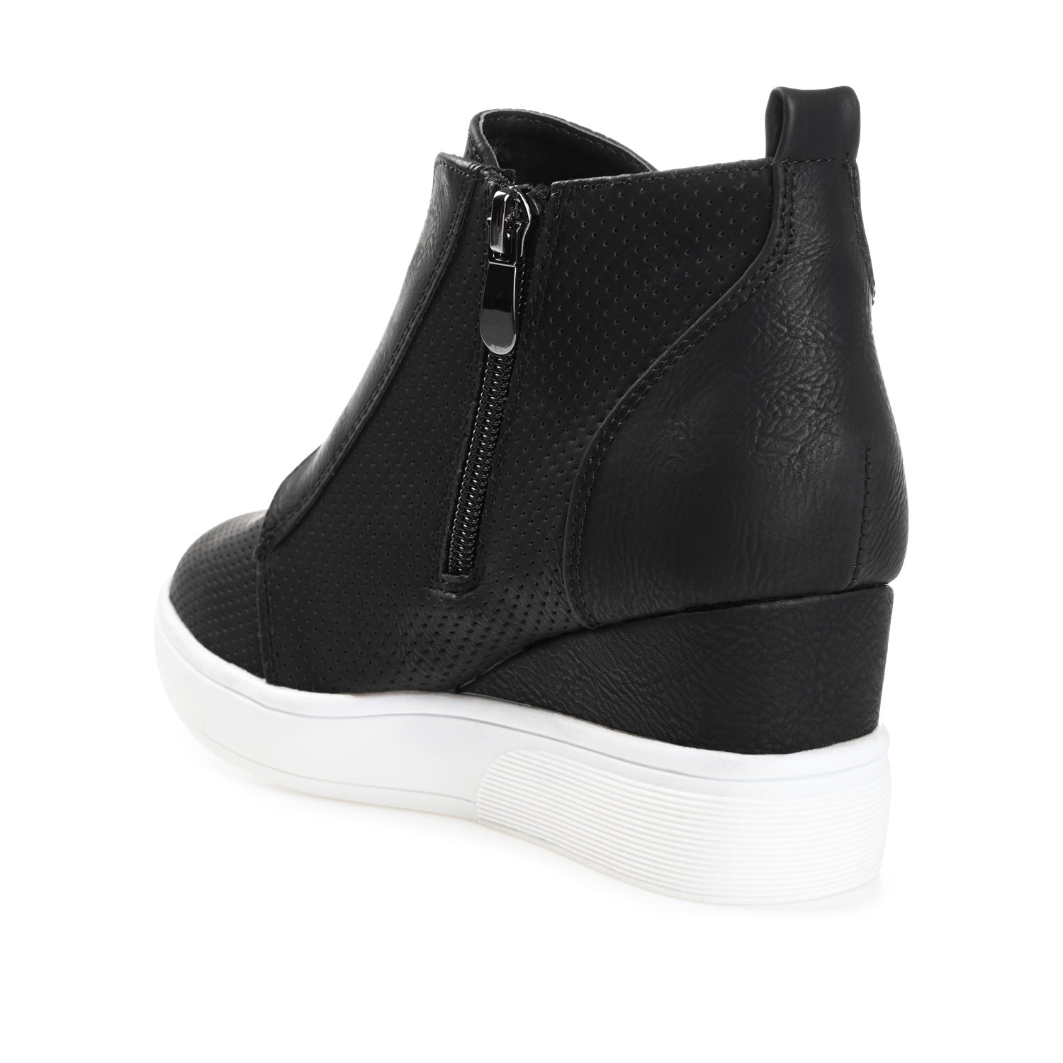 CLARA WEDGE SNEAKERS IN VEGAN LEATHER - Black PU