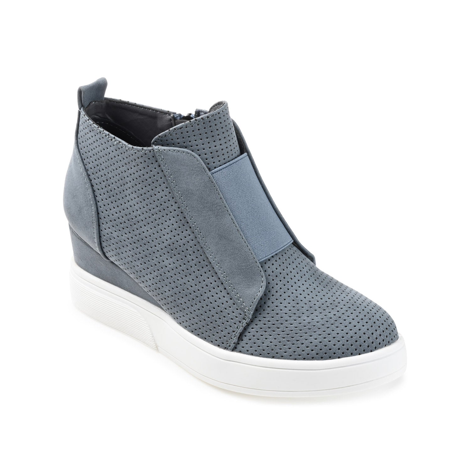 CLARA WEDGE SNEAKERS IN VEGAN LEATHER - Blue PU