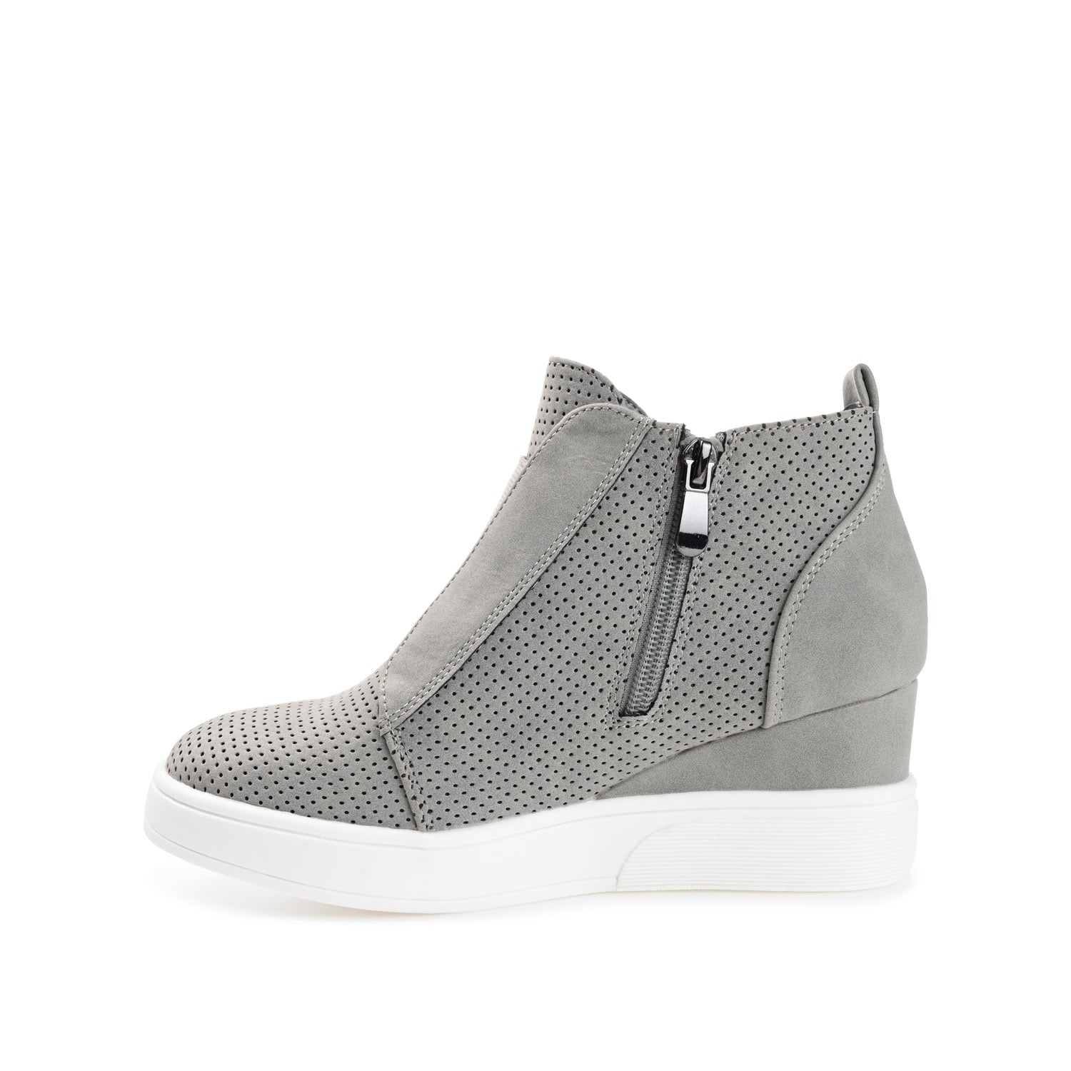 CLARA WEDGE SNEAKERS IN VEGAN LEATHER - Grey PU