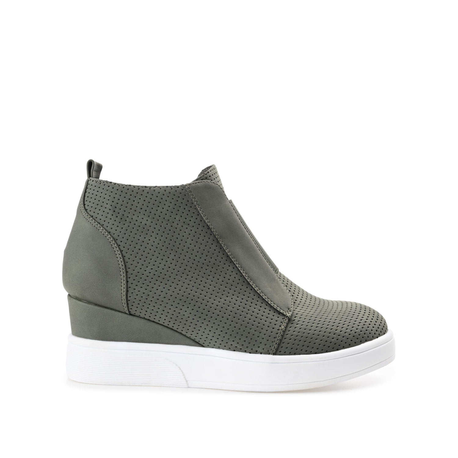 CLARA WEDGE HEEL SNEAKERS IN WIDE - Olive PU