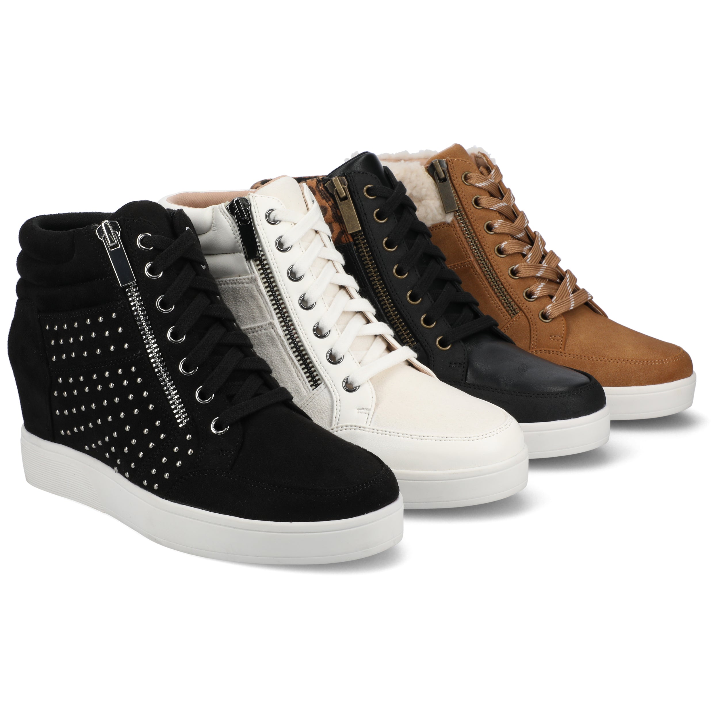 CLARITY HIGH TOP WEDGE SNEAKER - Black Stud