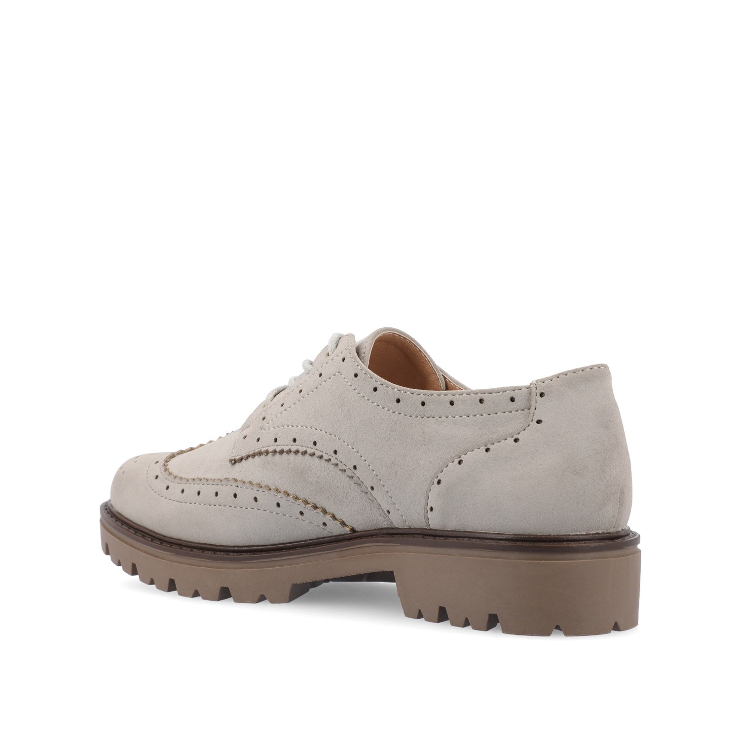 CLAUDIYA OXFORD LOAFER FLAT IN FAUX SUEDE - Grey Faux Suede