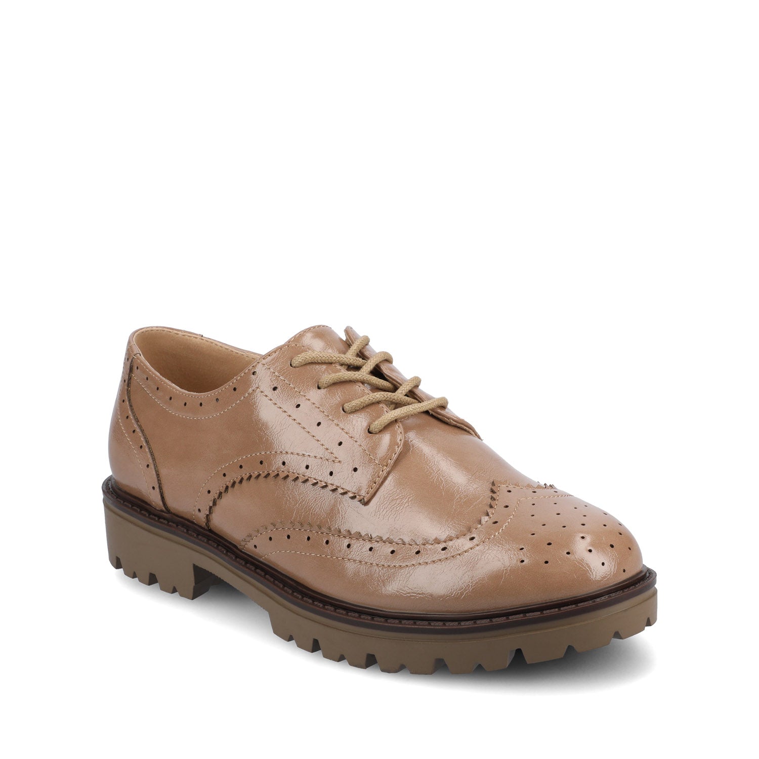 CLAUDIYA OXFORD LOAFER IN VEGAN LEATHER - Taupe Patent