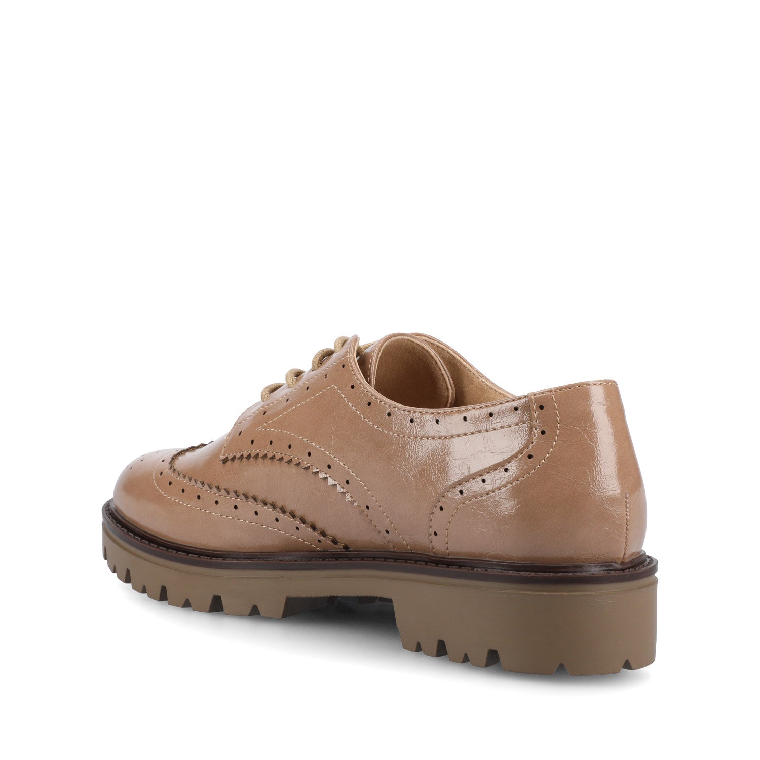 CLAUDIYA OXFORD VEGAN LEATHER LOAFER IN WIDE - Taupe Patent